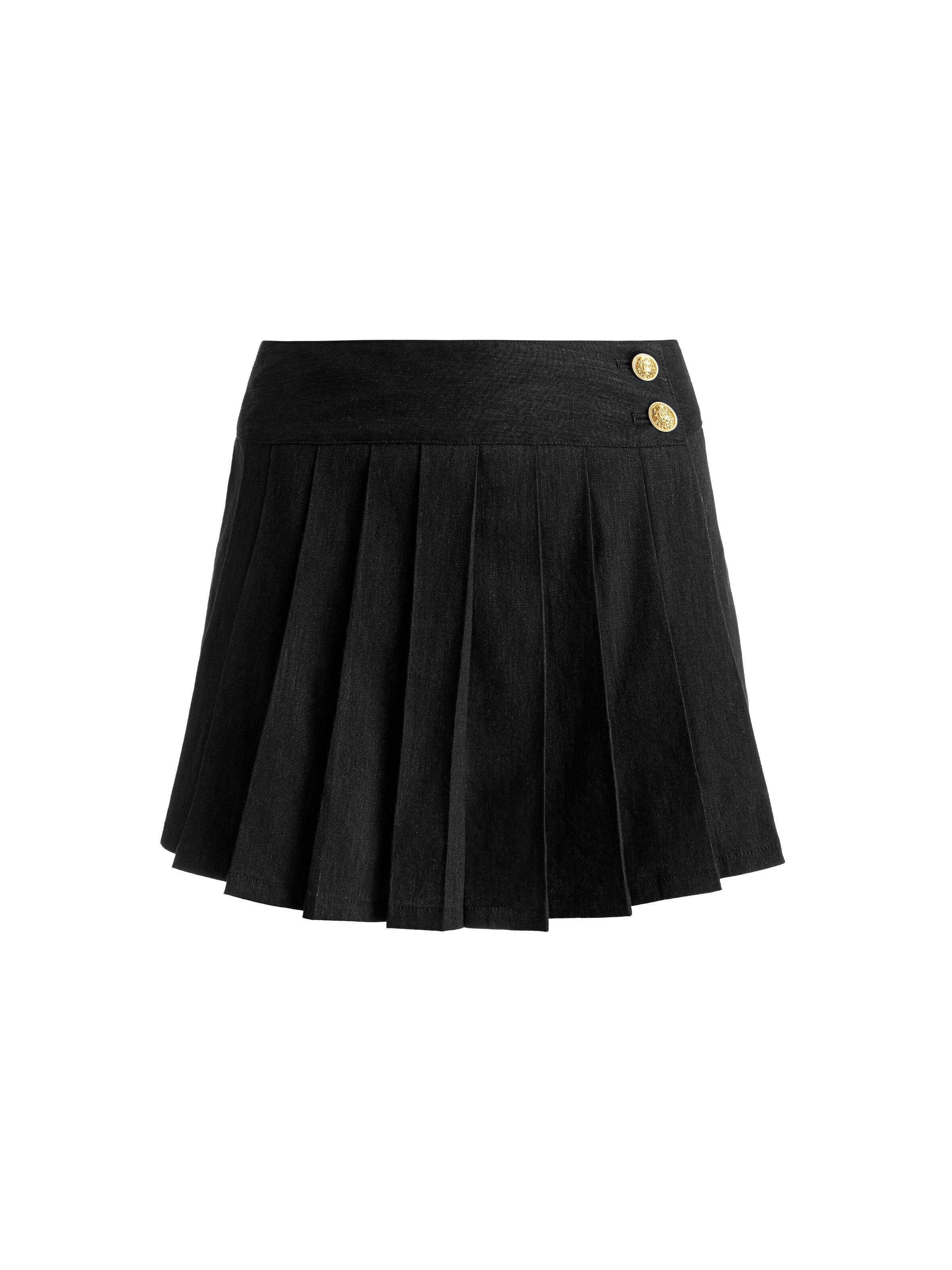 NOAH PLEATED MINI SKORT-Black-ALICE + OLIVIA