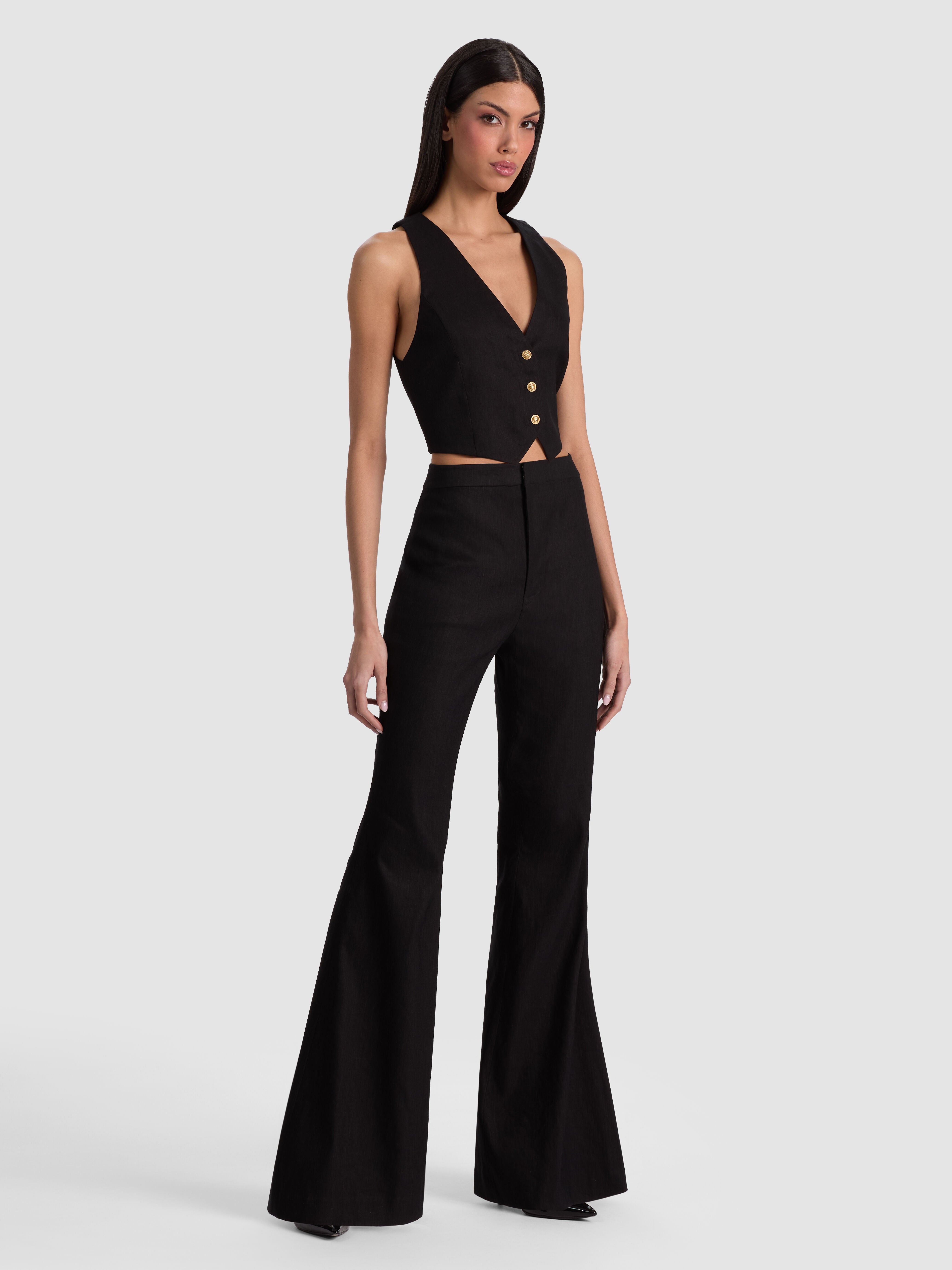DONNA LINEN VEST in Black | ALICE + OLIVIA