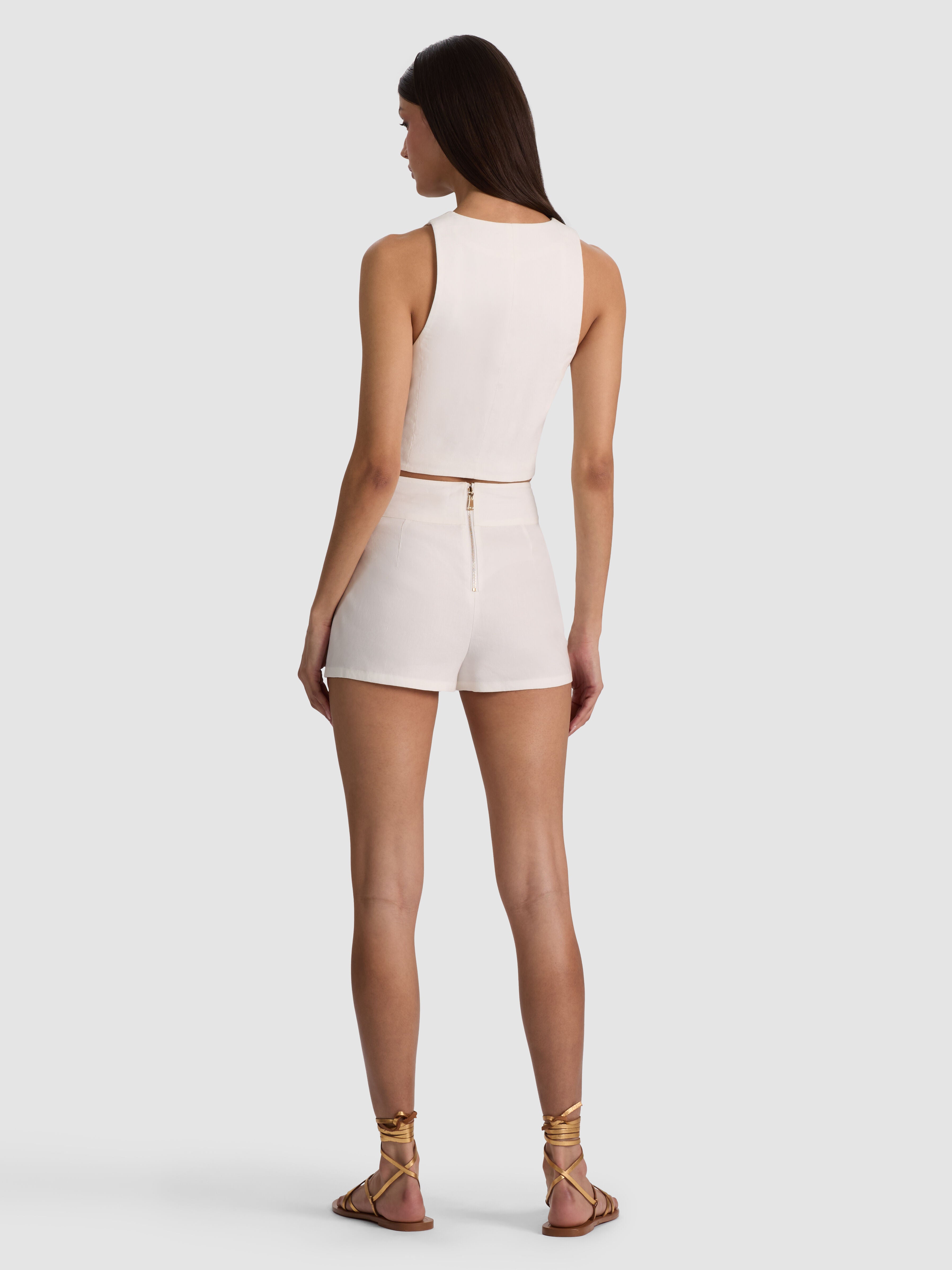 DONNA LINEN VEST in OFF WHITE | ALICE + OLIVIA