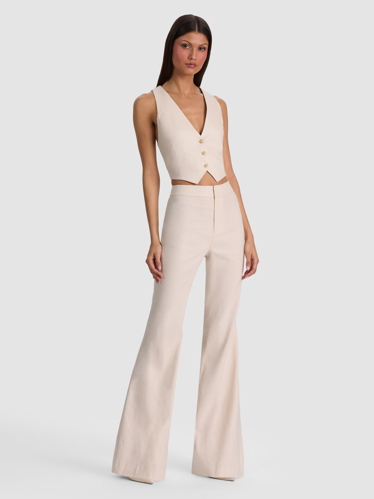 DONNA LINEN VEST - OATMEAL