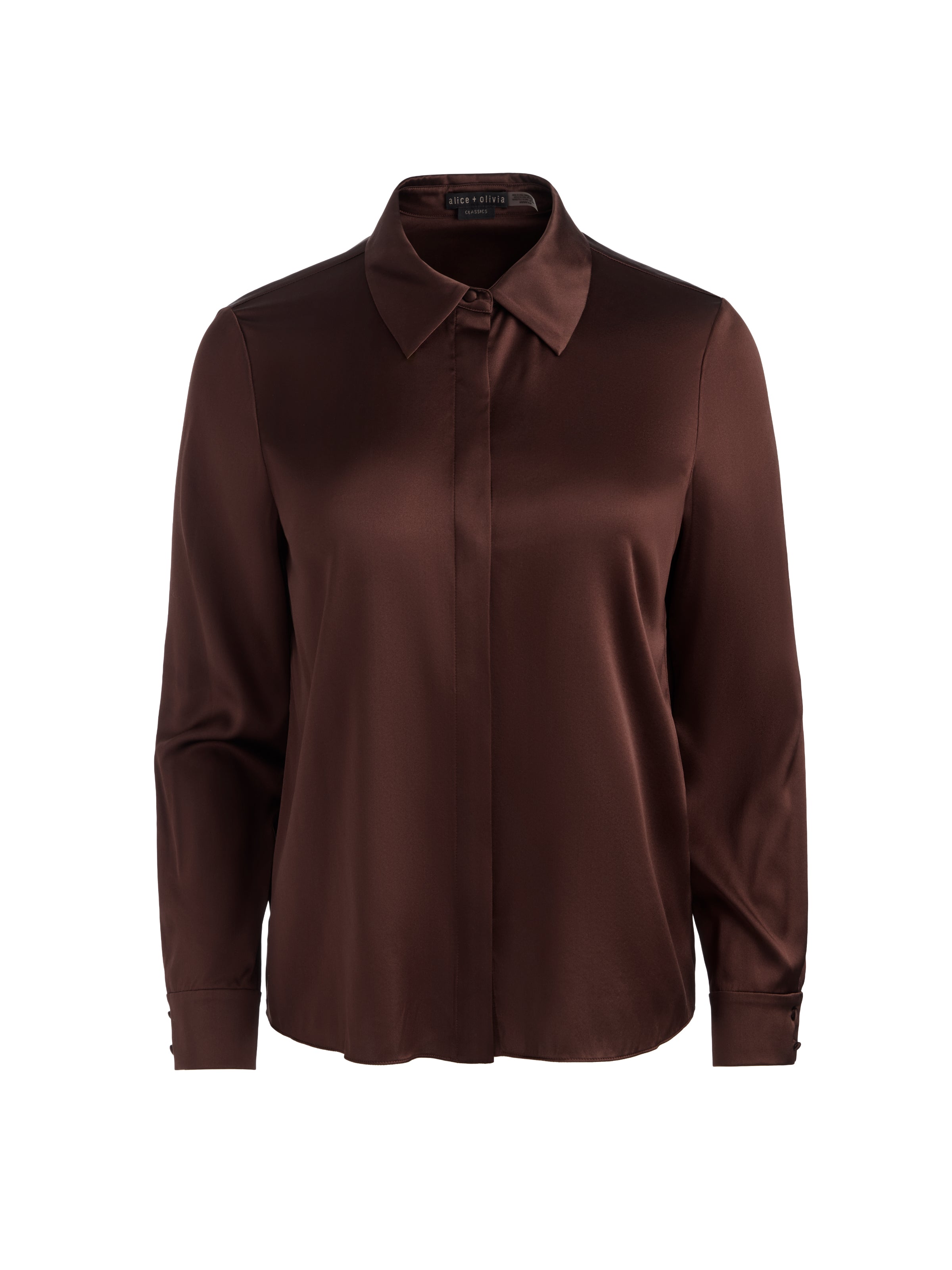 WILLA SILK BLOUSE in DARK CHOCOLATE | ALICE + OLIVIA