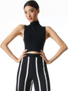 DARINA MOCK NECK FITTED CROPPED TANK-Black-ALICE + OLIVIA