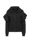 HARRIS RUFFLE ZIP HOODIE-Black-ALICE + OLIVIA