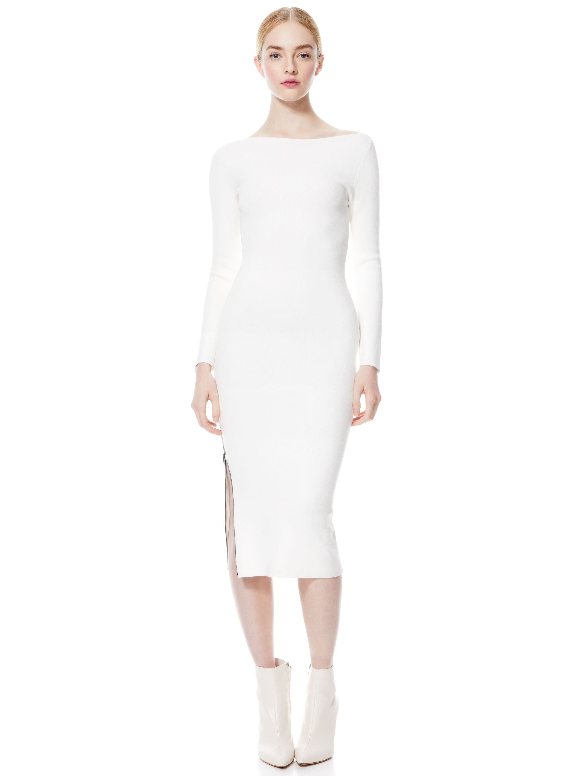 ROCHELLE BOATNECK MIDI DRESS-BLK/BLK-ALICE + OLIVIA