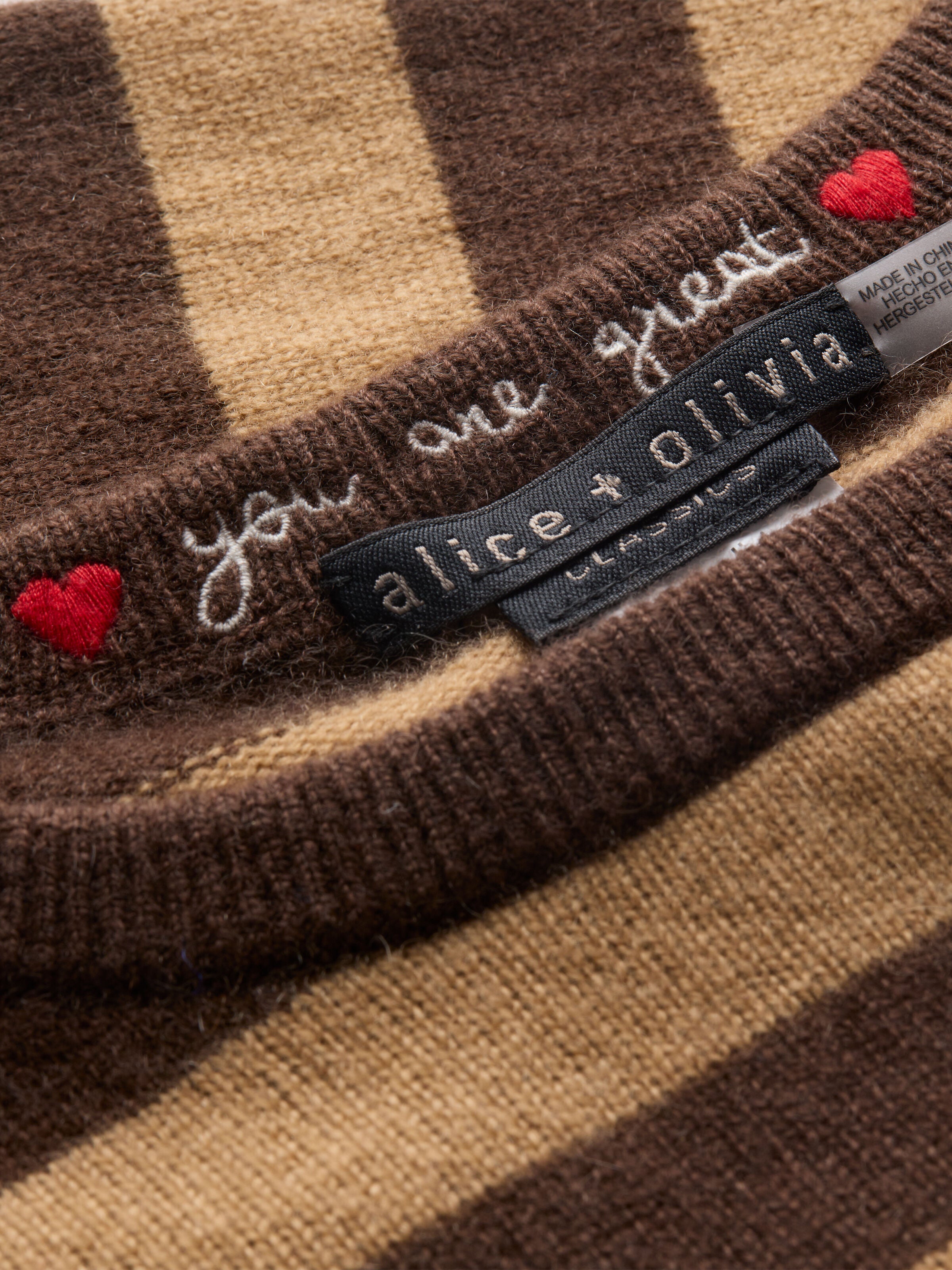 CAROLANN CASHMERE SHRUNKEN PULLOVER-DARK CHOCOLATE/PRALINE-ALICE + OLIVIA