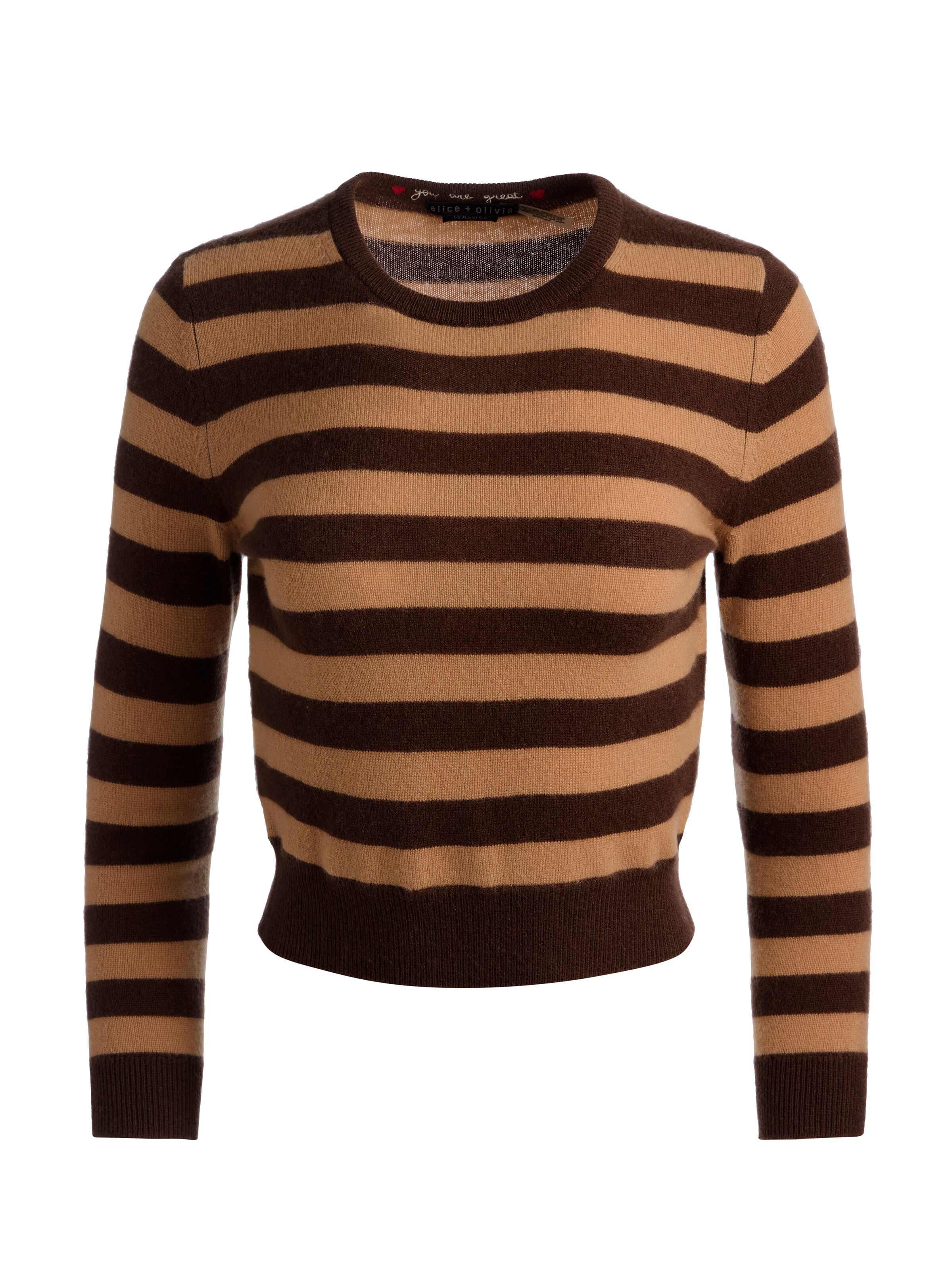 CAROLANN CASHMERE SHRUNKEN PULLOVER-DARK CHOCOLATE/PRALINE-ALICE + OLIVIA