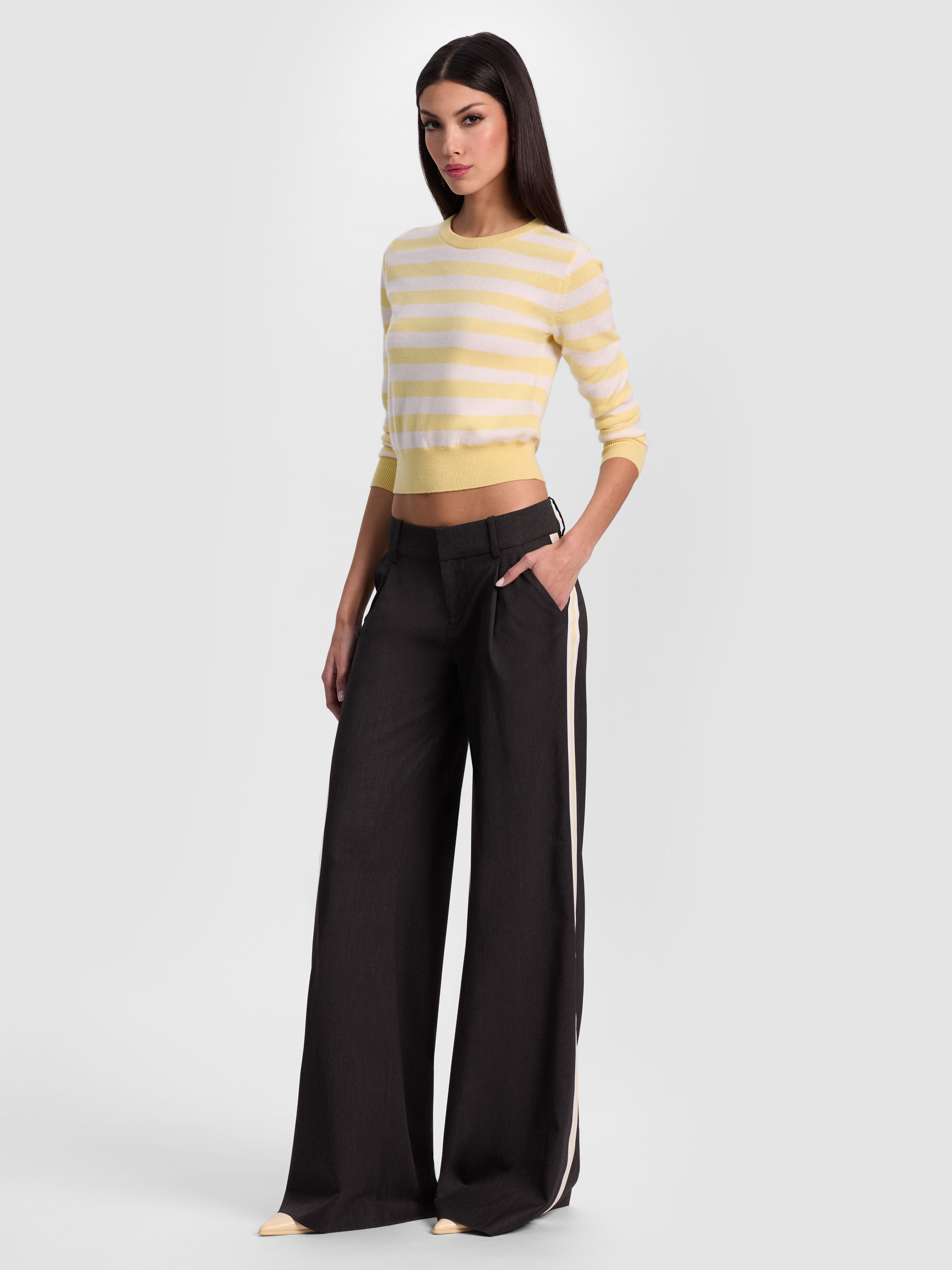 CAROLANN CASHMERE SHRUNKEN PULLOVER-BUTTER/ECRU-ALICE + OLIVIA
