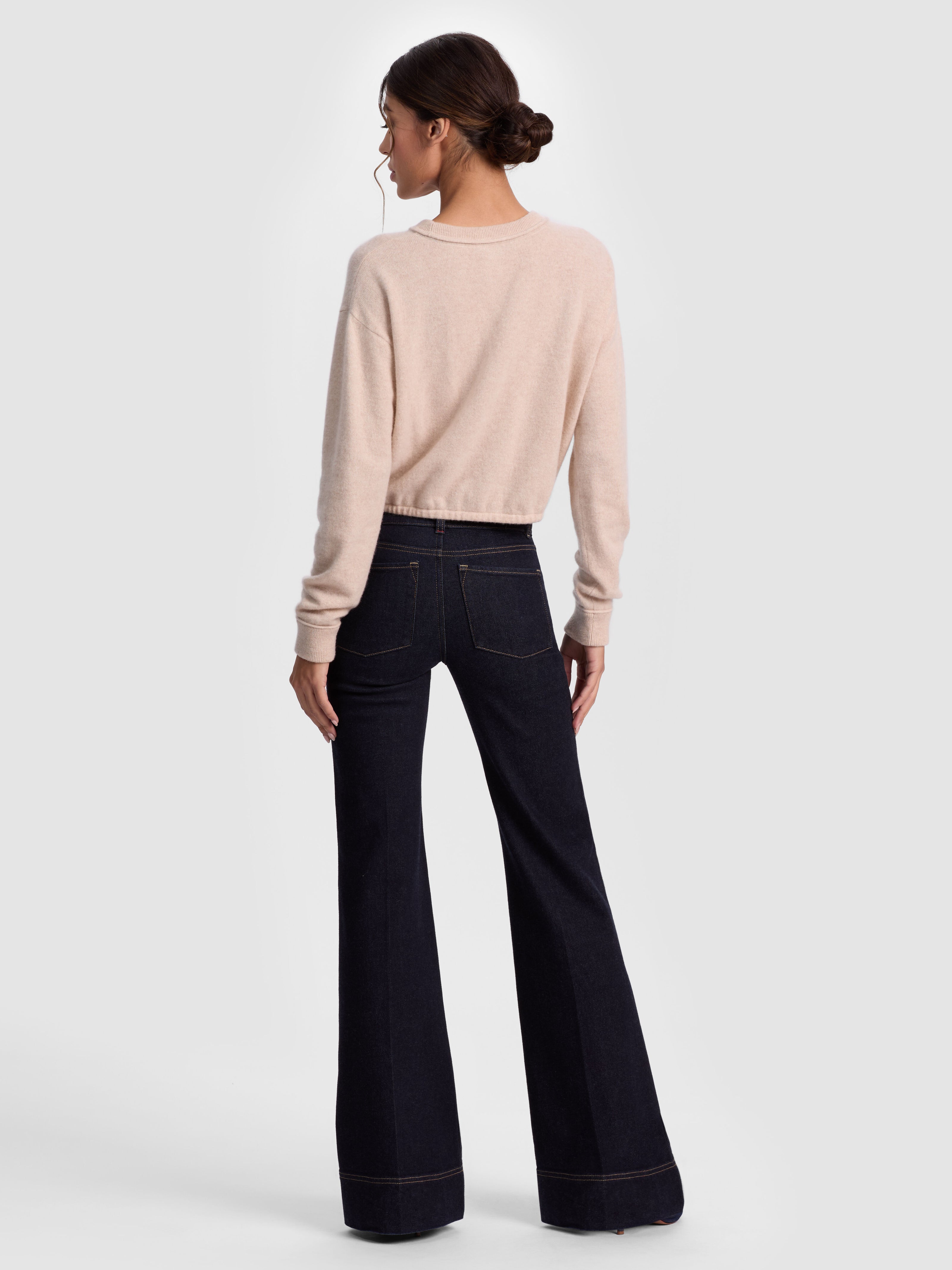 BERNETTA CROPPED CASHMERE PULLOVER-OATMEAL HEATHER-ALICE + OLIVIA