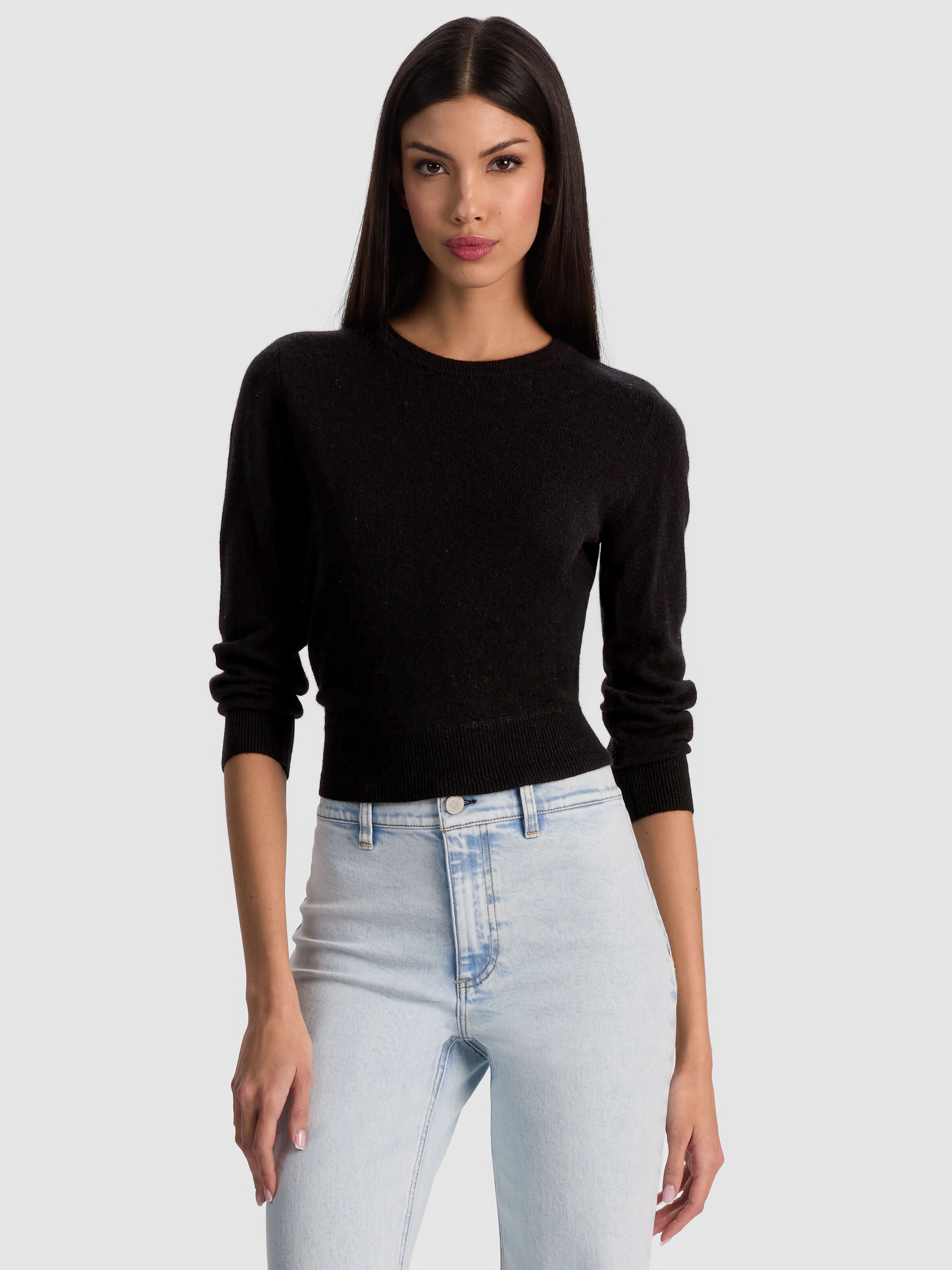 CAROLANN CASHMERE SHRUNKEN PULLOVER-Black-ALICE + OLIVIA