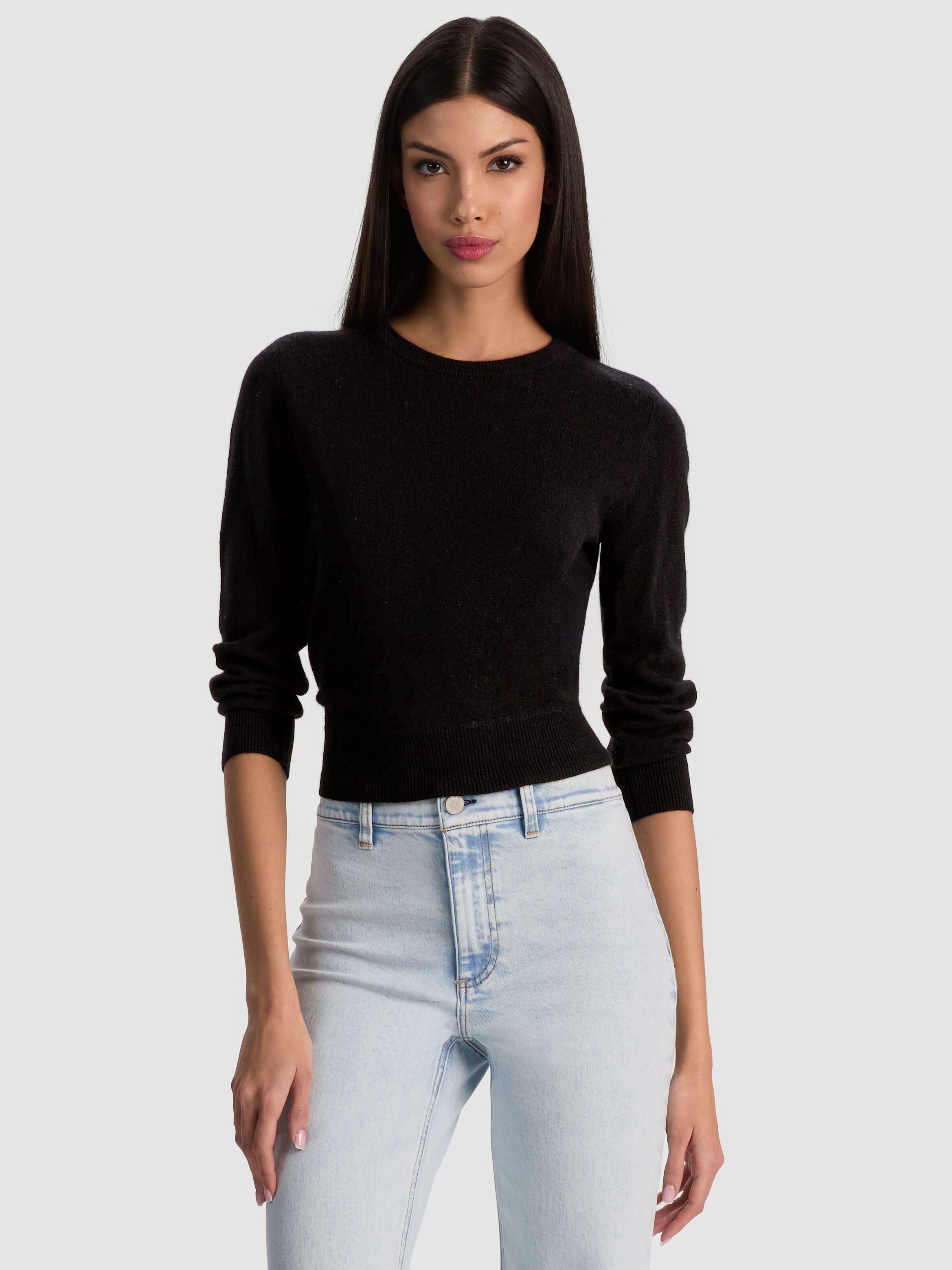 CAROLANN CASHMERE SHRUNKEN PULLOVER-Black-ALICE + OLIVIA