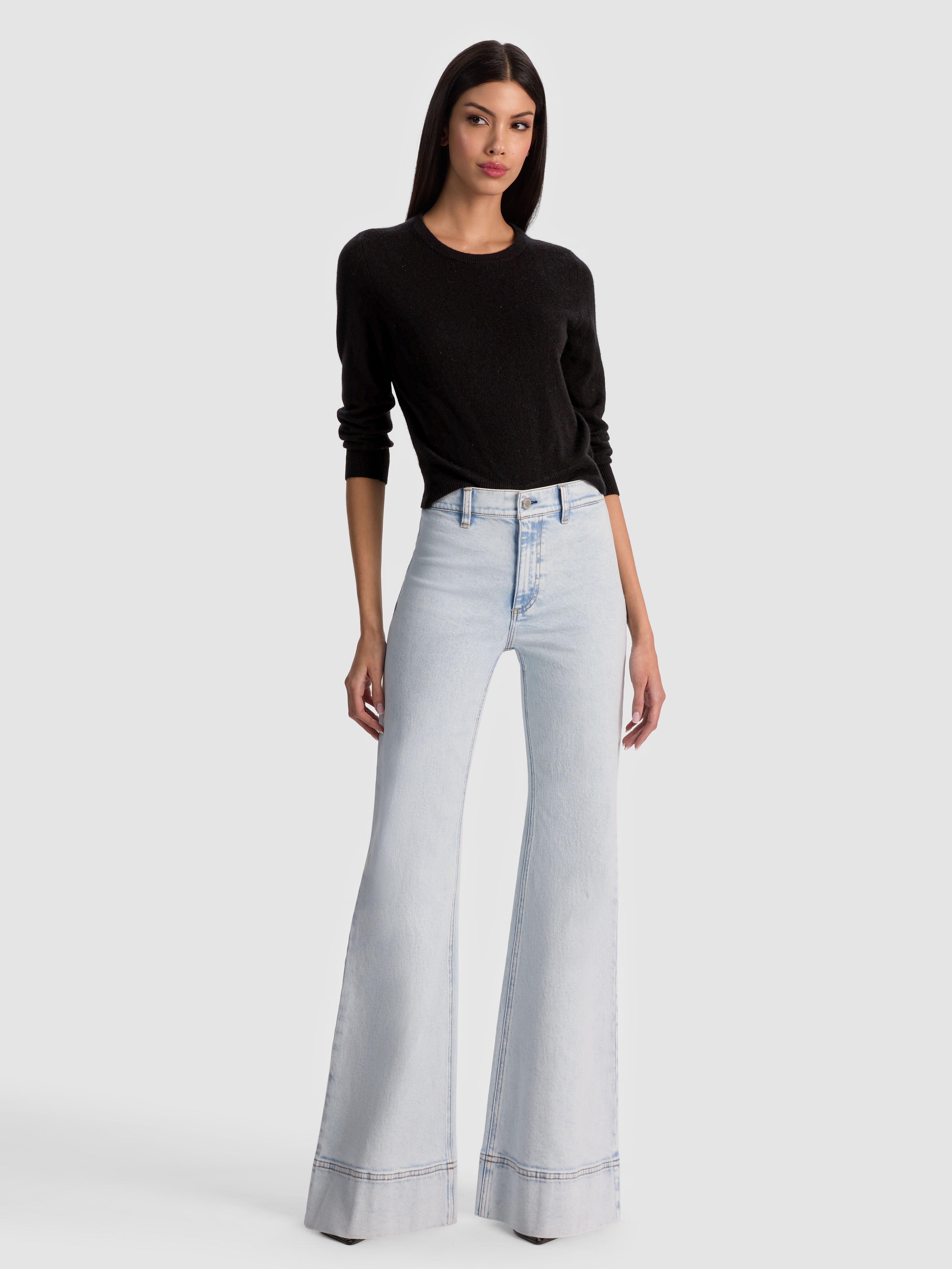 CAROLANN CASHMERE SHRUNKEN PULLOVER in Black | ALICE + OLIVIA