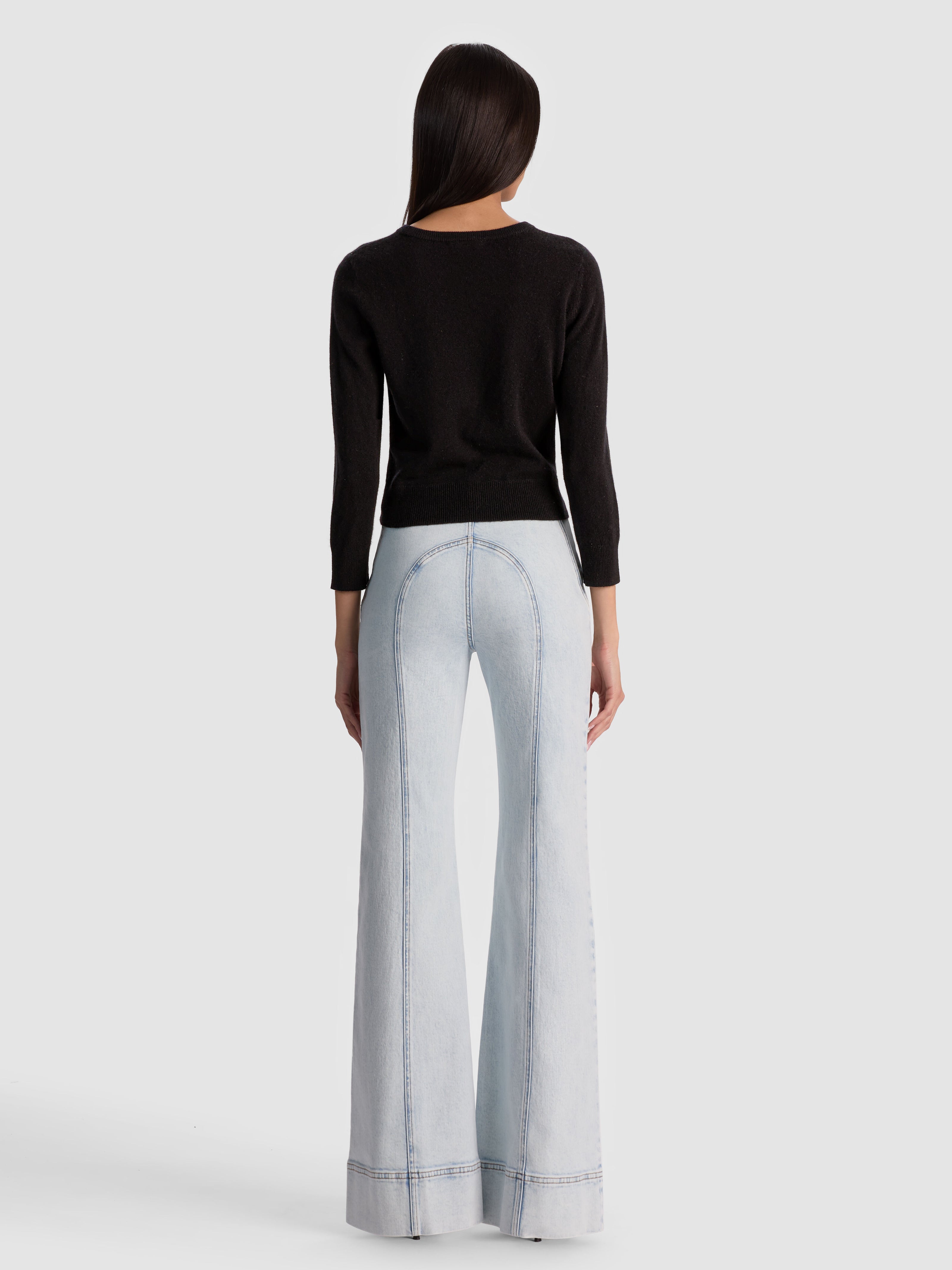 CAROLANN CASHMERE SHRUNKEN PULLOVER-Black-ALICE + OLIVIA
