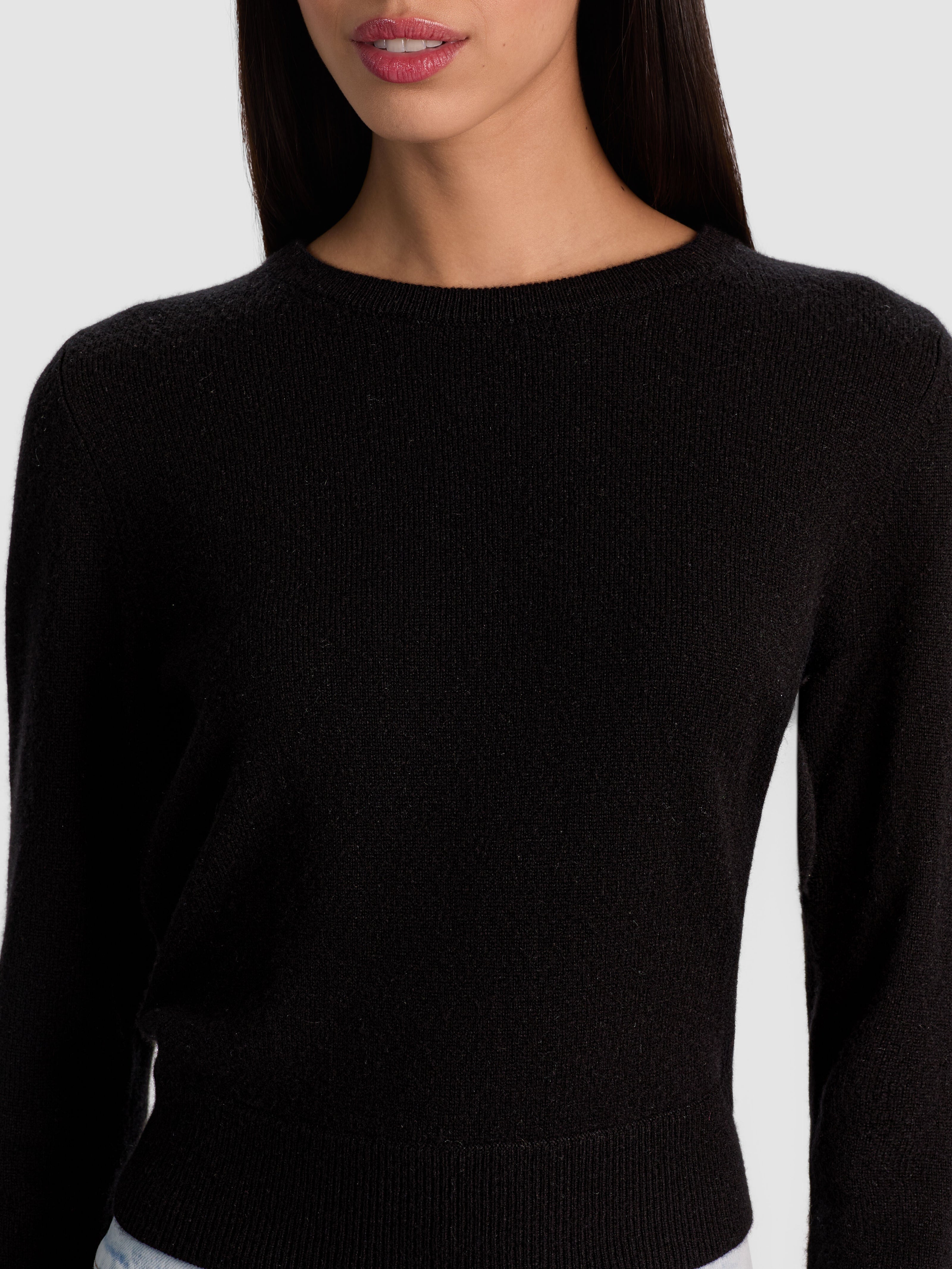 CAROLANN CASHMERE SHRUNKEN PULLOVER-Black-ALICE + OLIVIA