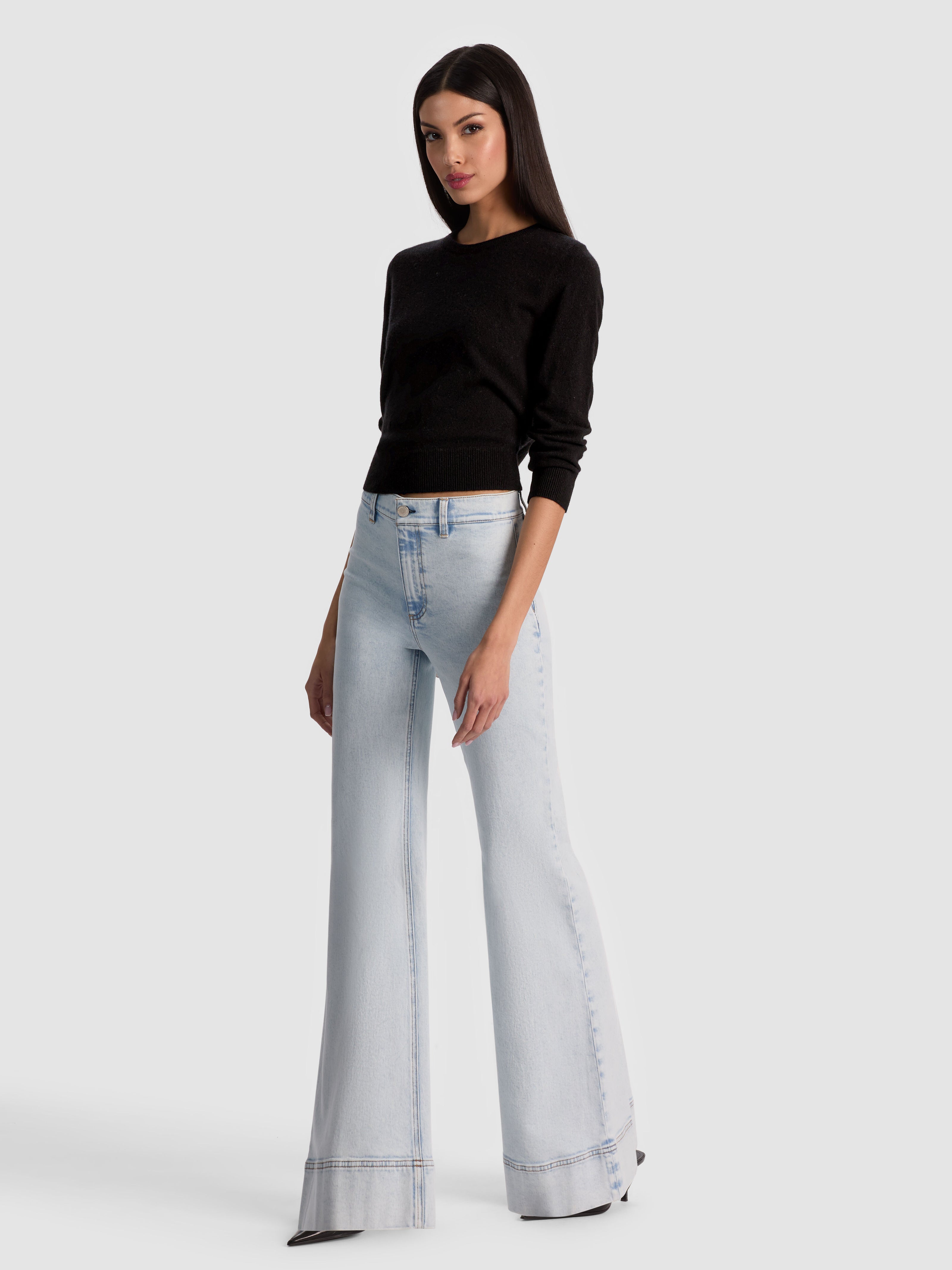 CAROLANN CASHMERE SHRUNKEN PULLOVER-Black-ALICE + OLIVIA