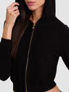 DOLLIE CASHMERE ZIP-UP HOODIE-Black-ALICE + OLIVIA