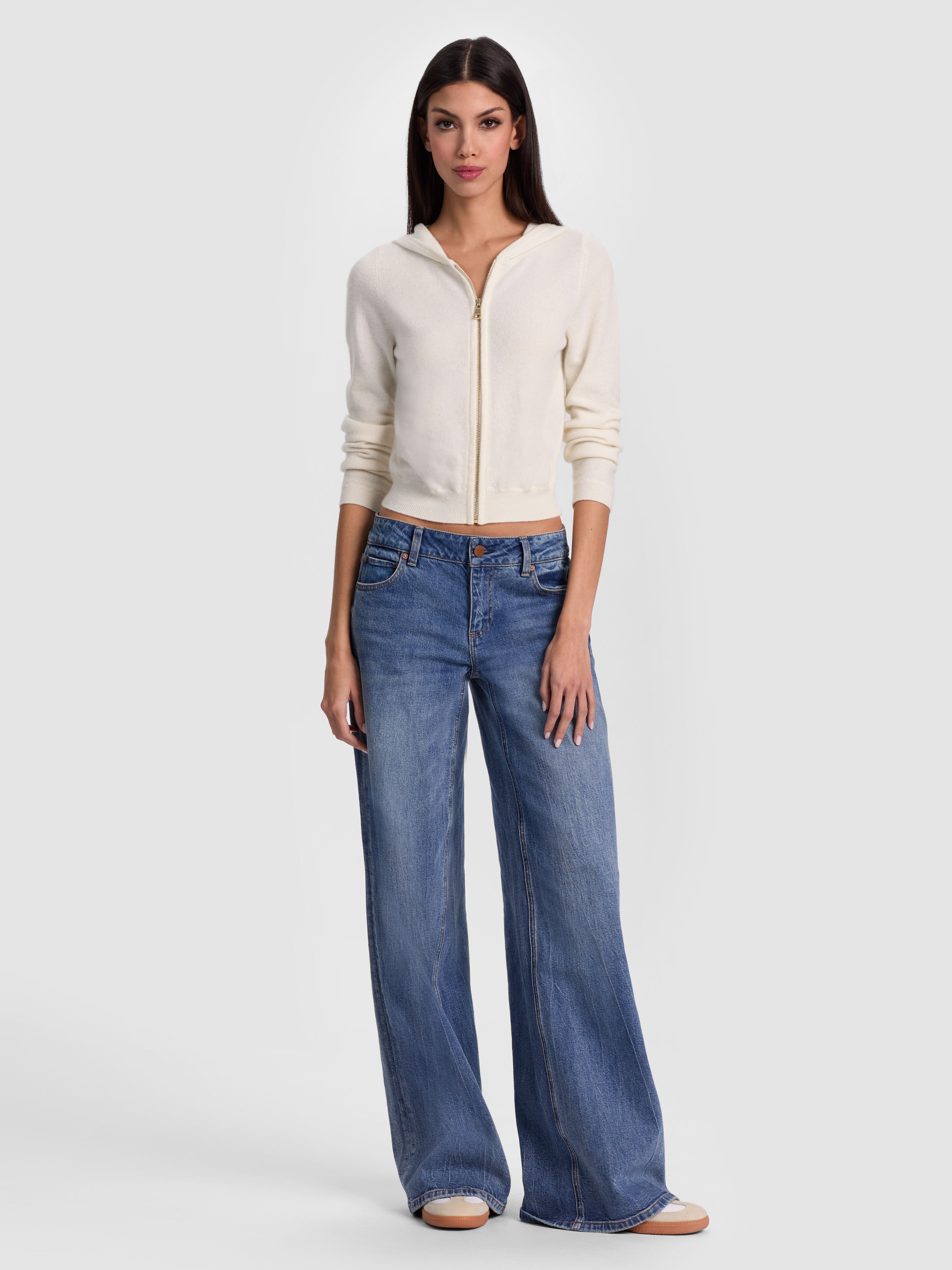 FELPA DOLLIE CASHMERE CON ZIP E CAPPUCCIO-ALICE + OLIVIA
