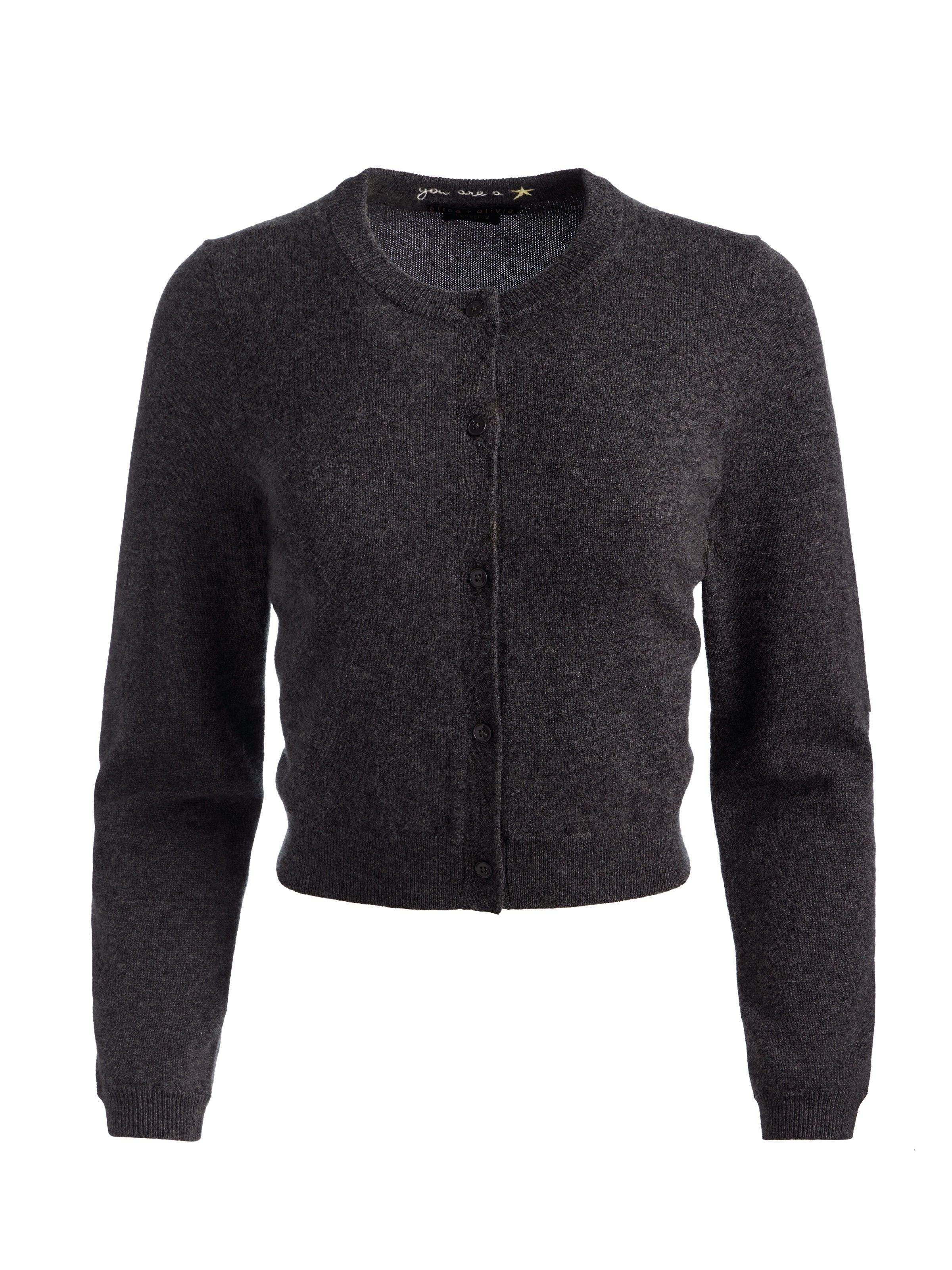 DOLLIE CASHMERE CARDIGAN-CHARCOAL HEATHER-ALICE + OLIVIA