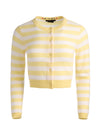 DOLLIE STRIPED CASHMERE CARDIGAN-BUTTER/ECRU-ALICE + OLIVIA
