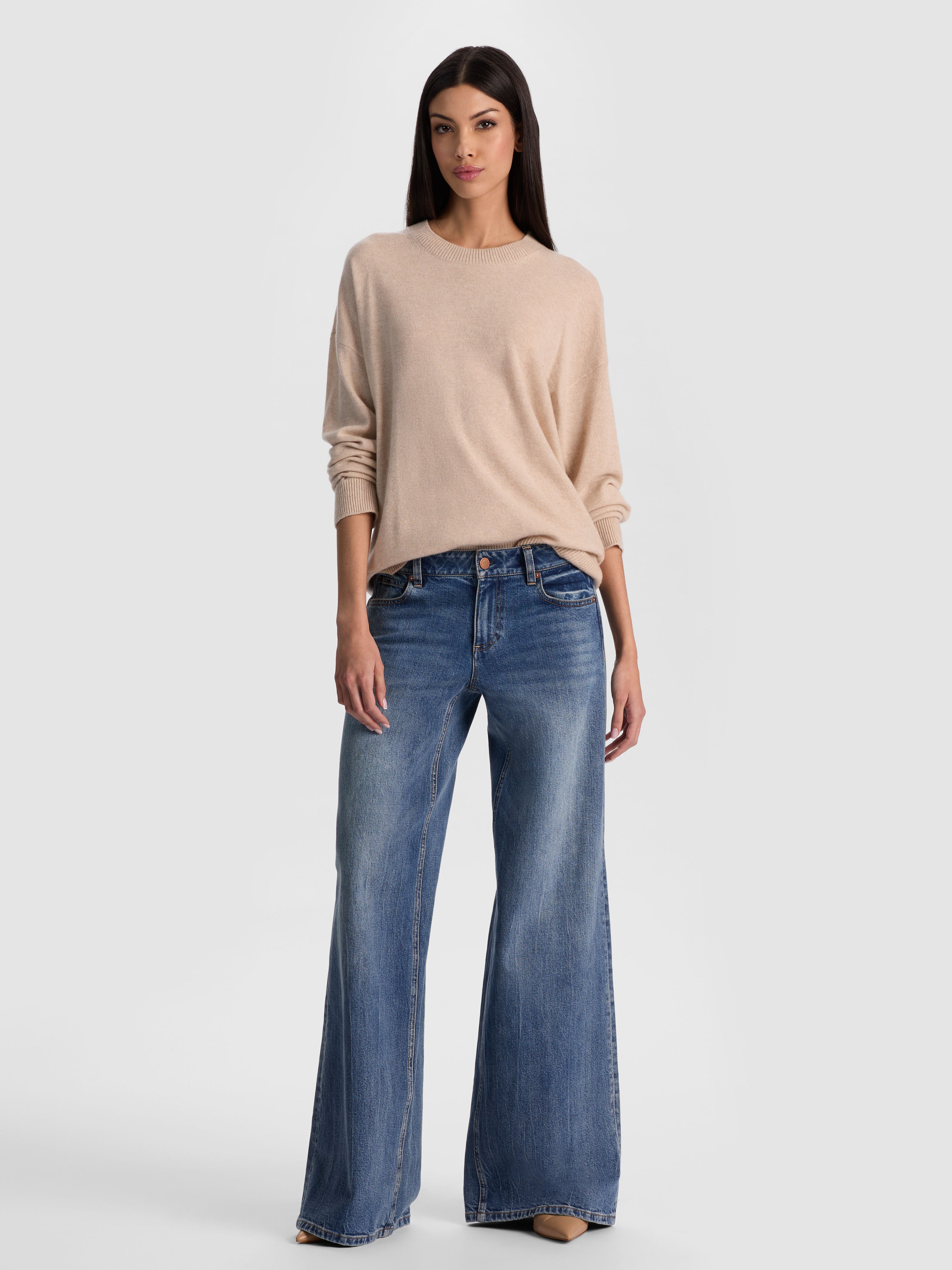 LAURA CASHMERE PULLOVER-OATMEAL HEATHER-ALICE + OLIVIA