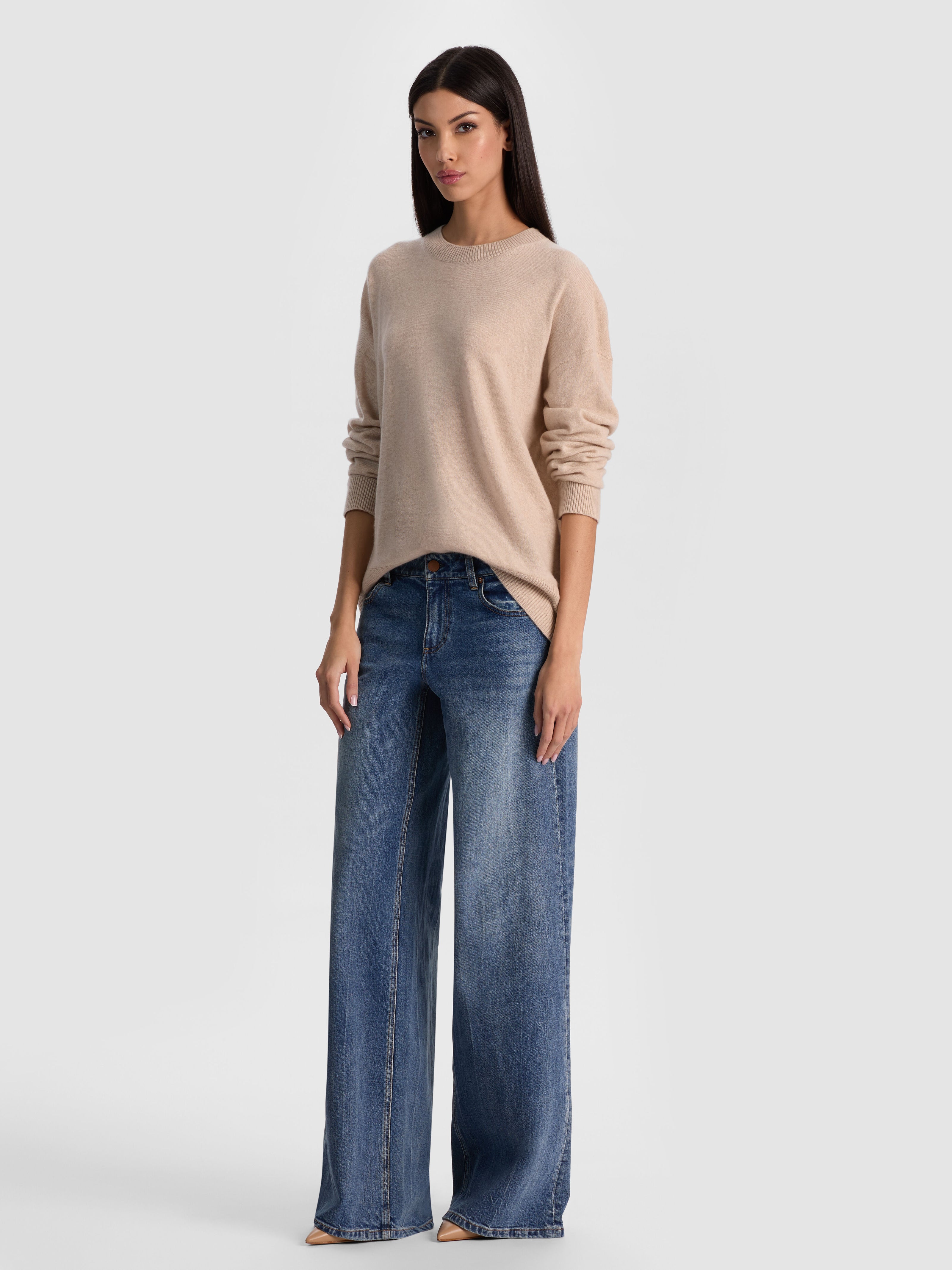 LAURA CASHMERE PULLOVER-OATMEAL HEATHER-ALICE + OLIVIA