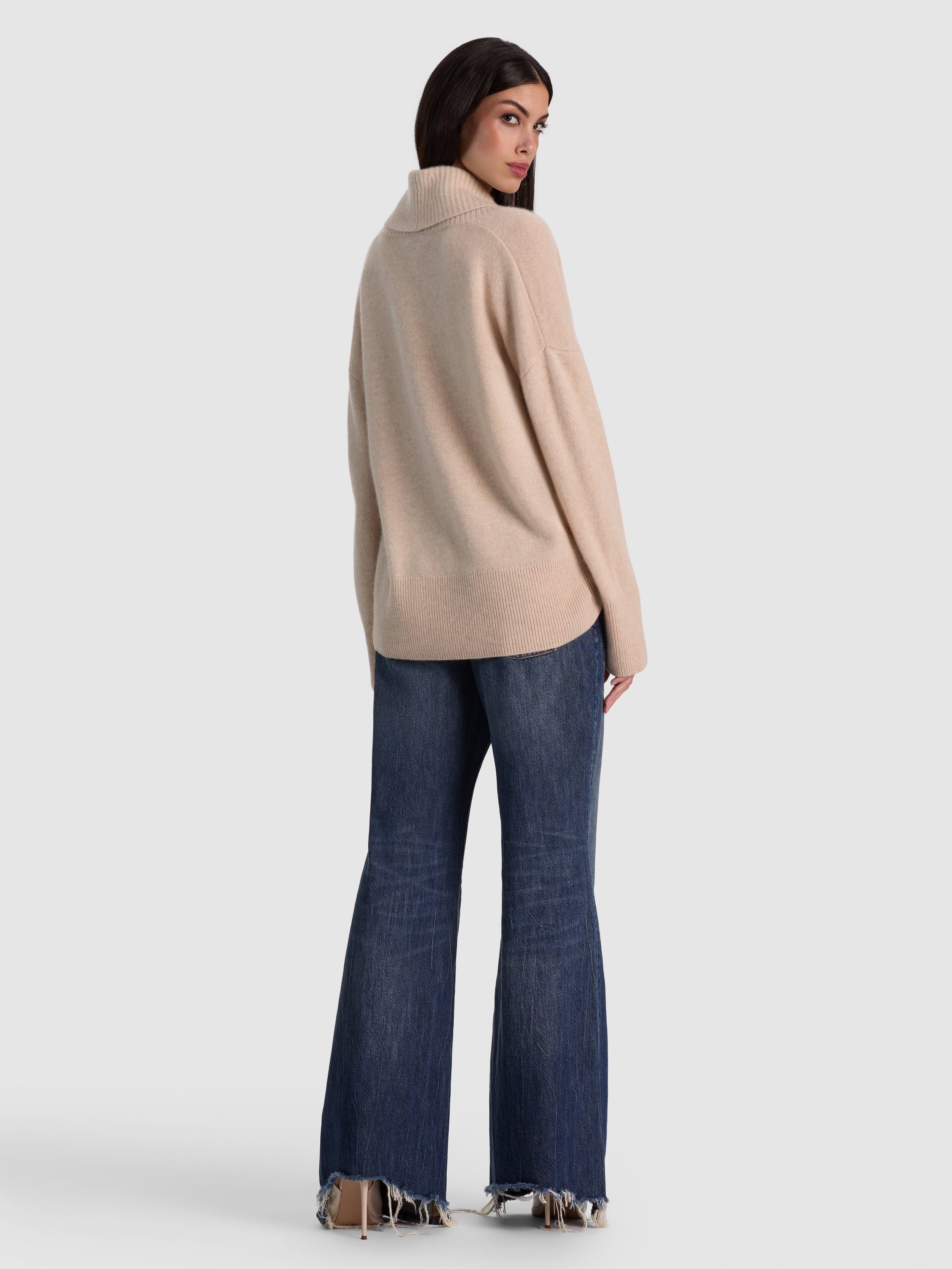 BRENDA CASHMERE SHAWL COLLAR TUNIC-OATMEAL HEATHER-ALICE + OLIVIA