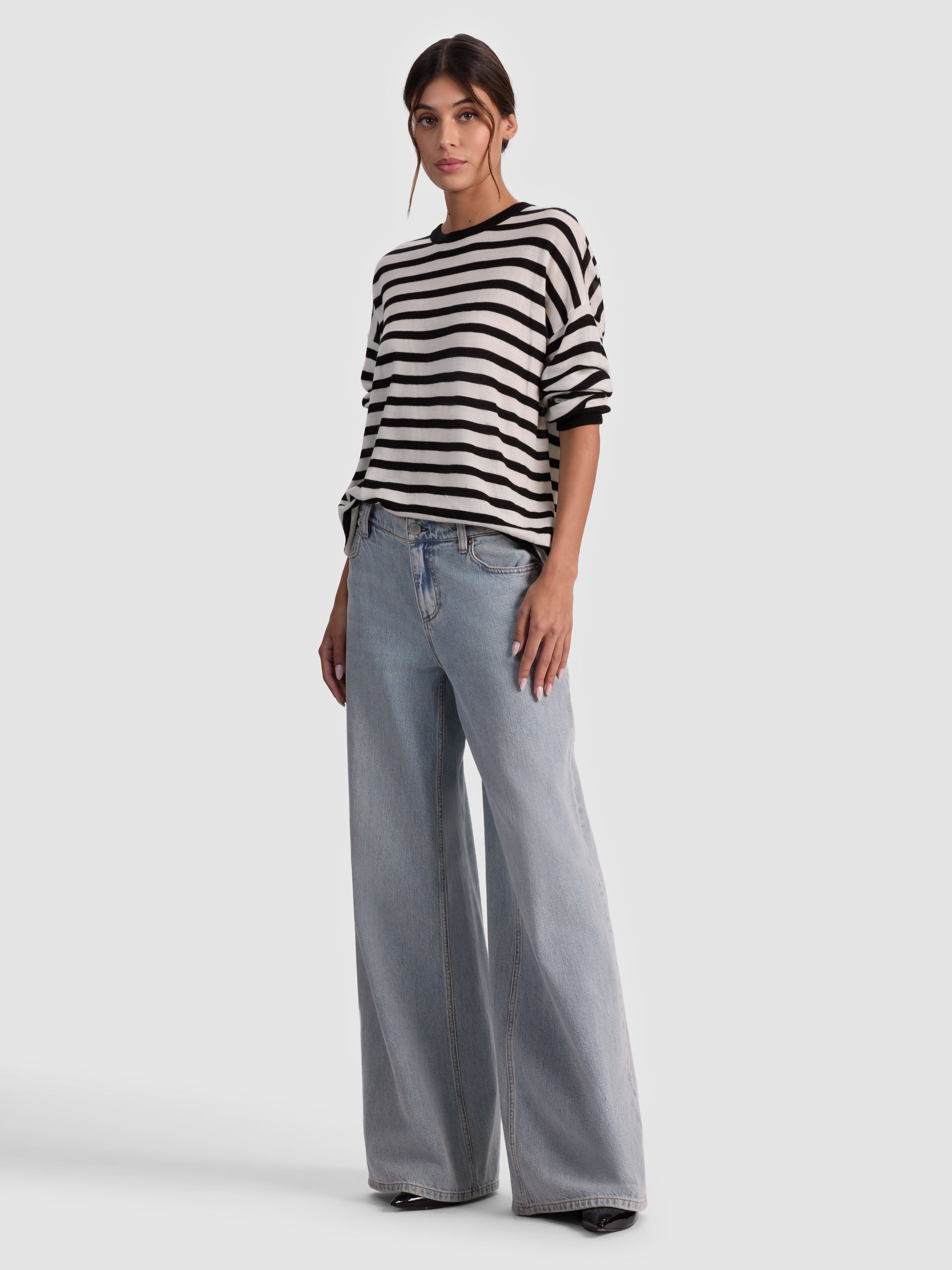MITCHELL WOOL PULLOVER-SOFT WHITE/BLACK-ALICE + OLIVIA