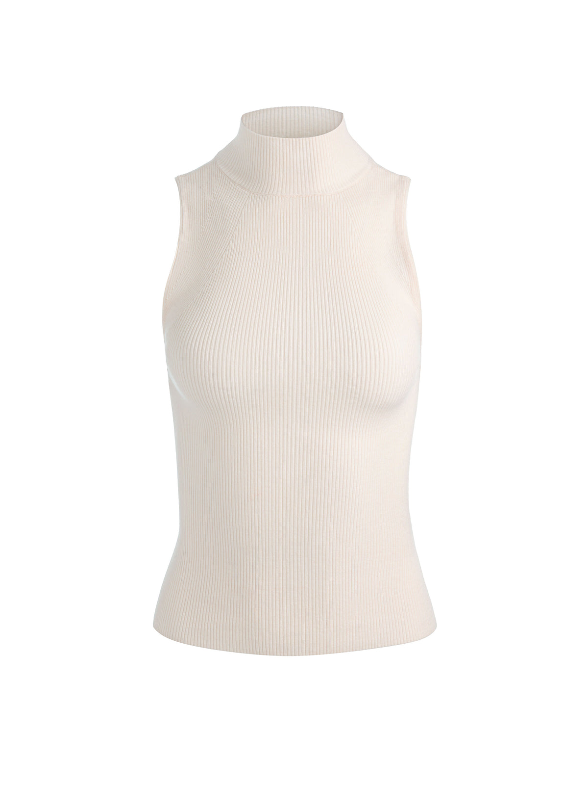 DARCEY WOOL SLEEVELESS TURTLENECK - ECRU