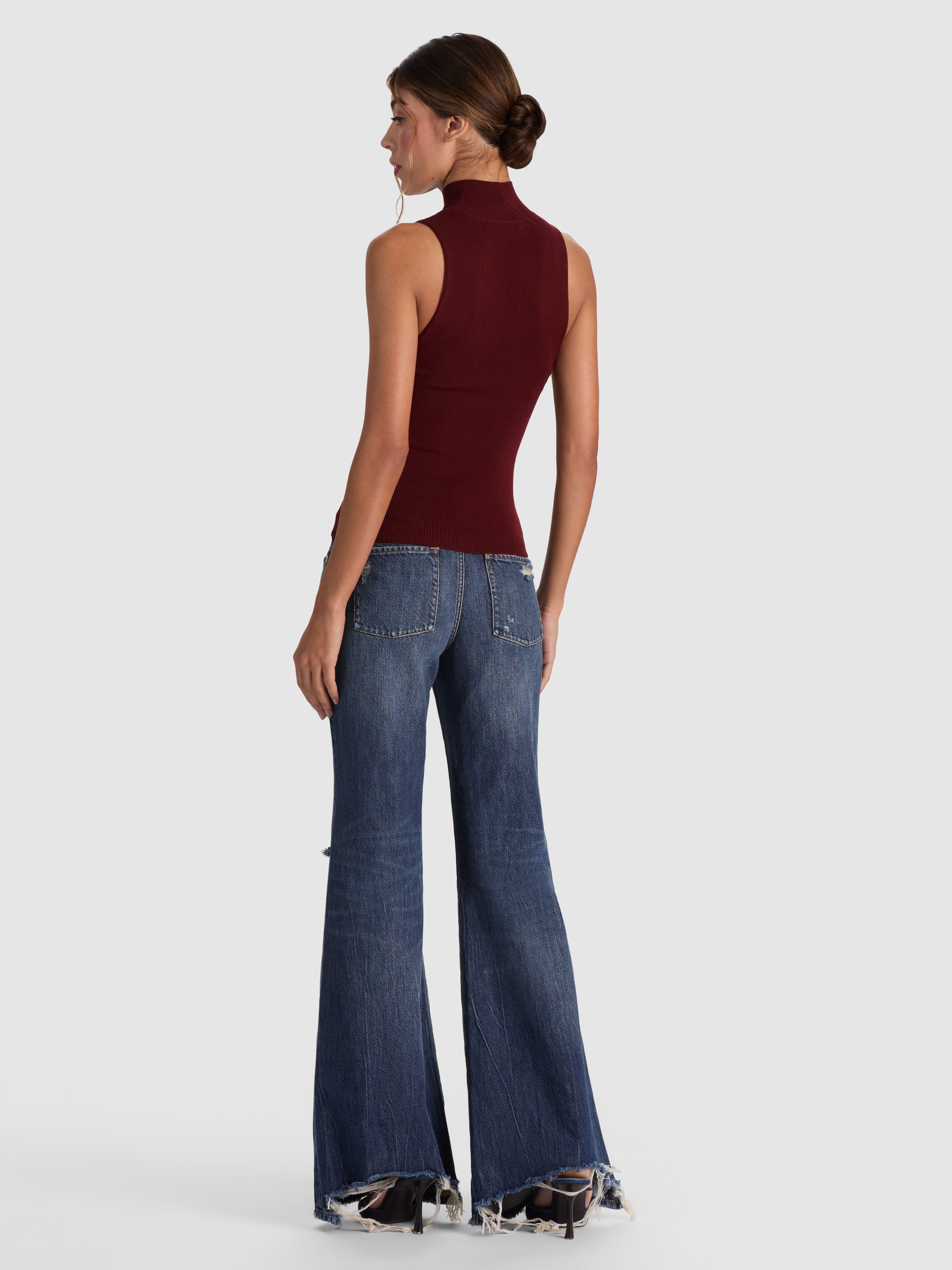 DARCEY WOOL SLEEVELESS TURTLENECK-COGNAC-ALICE + OLIVIA