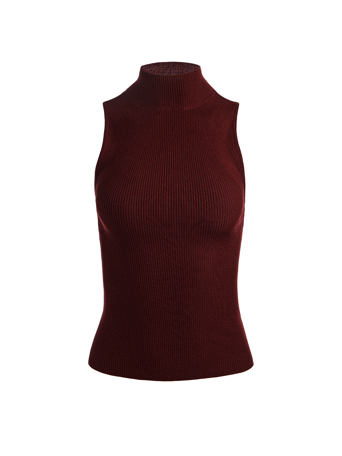 DARCEY WOOL SLEEVELESS TURTLENECK - COGNAC