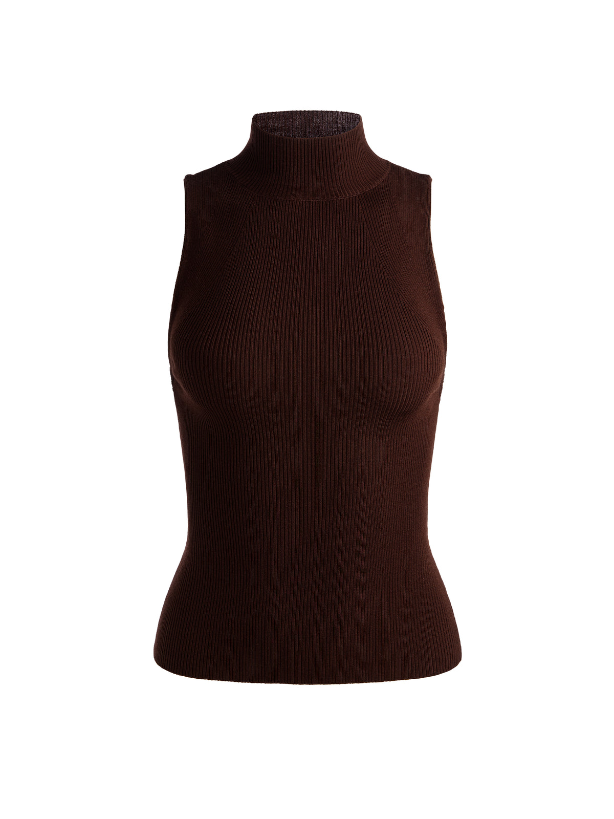 DARCEY WOOL SLEEVELESS TURTLENECK - DARK CHOCOLATE