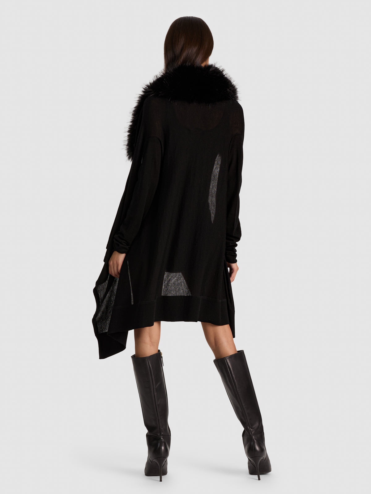 IZZY W FAUX FUR COLLAR-Black-ALICE + OLIVIA