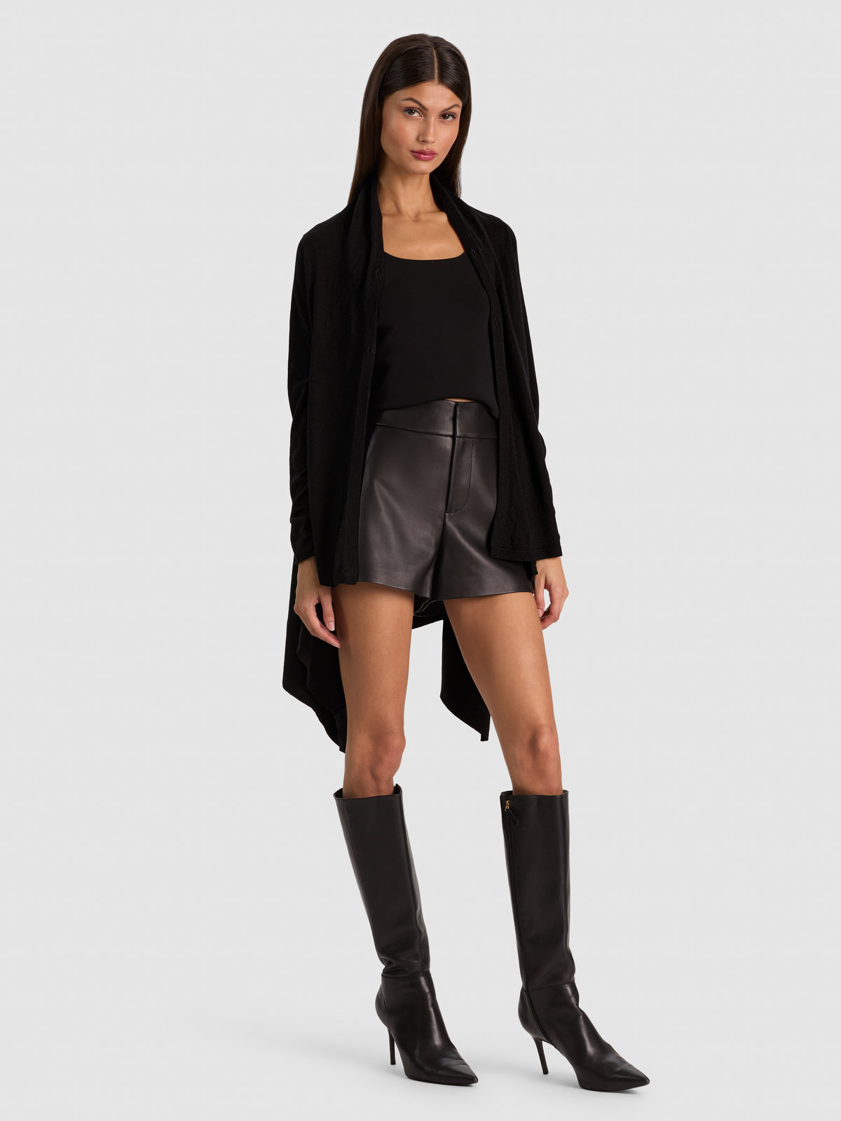 IZZY W FAUX FUR COLLAR-Black-ALICE + OLIVIA