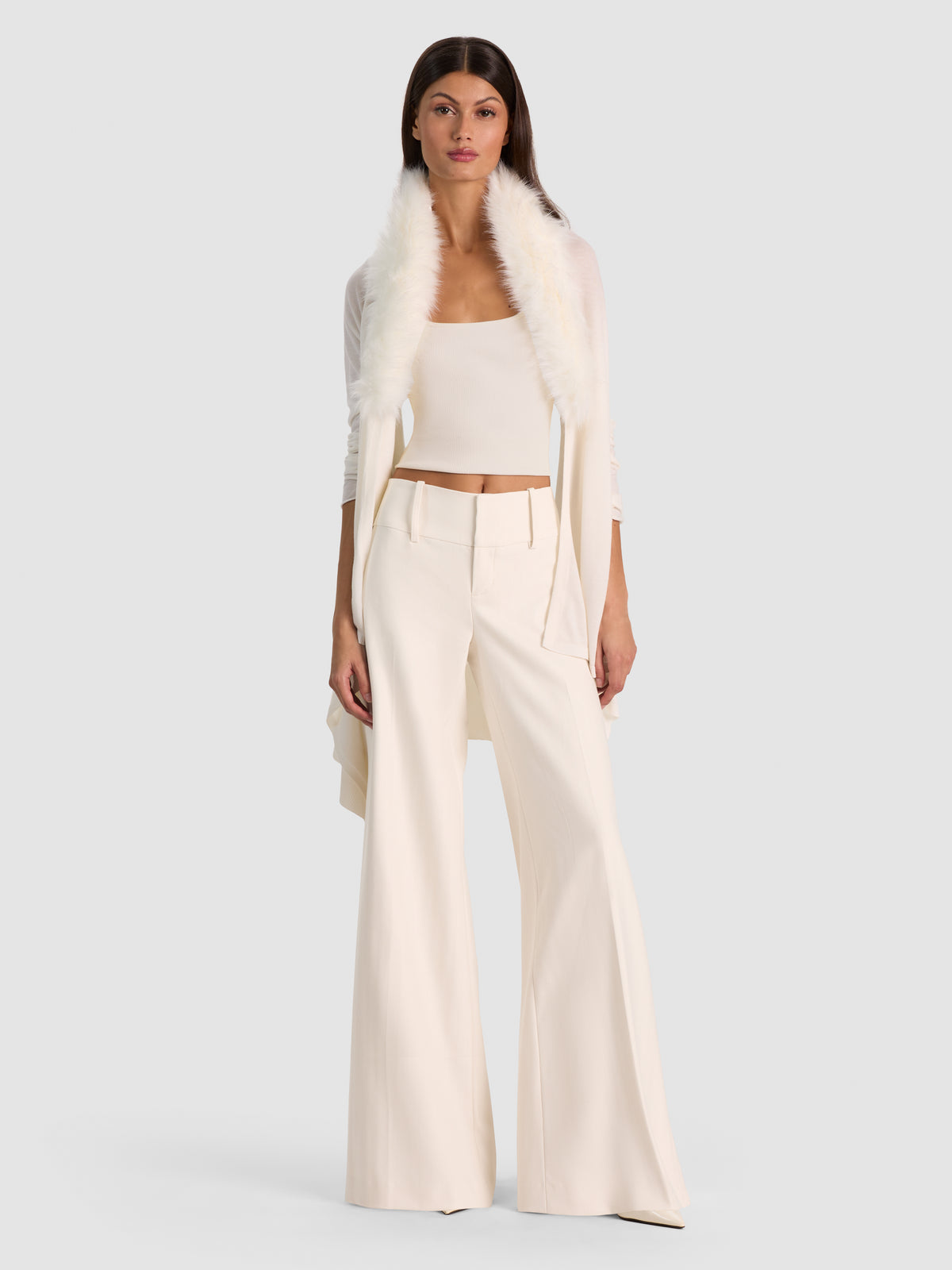 IZZY W FAUX FUR COLLAR-SOFT WHITE-ALICE + OLIVIA