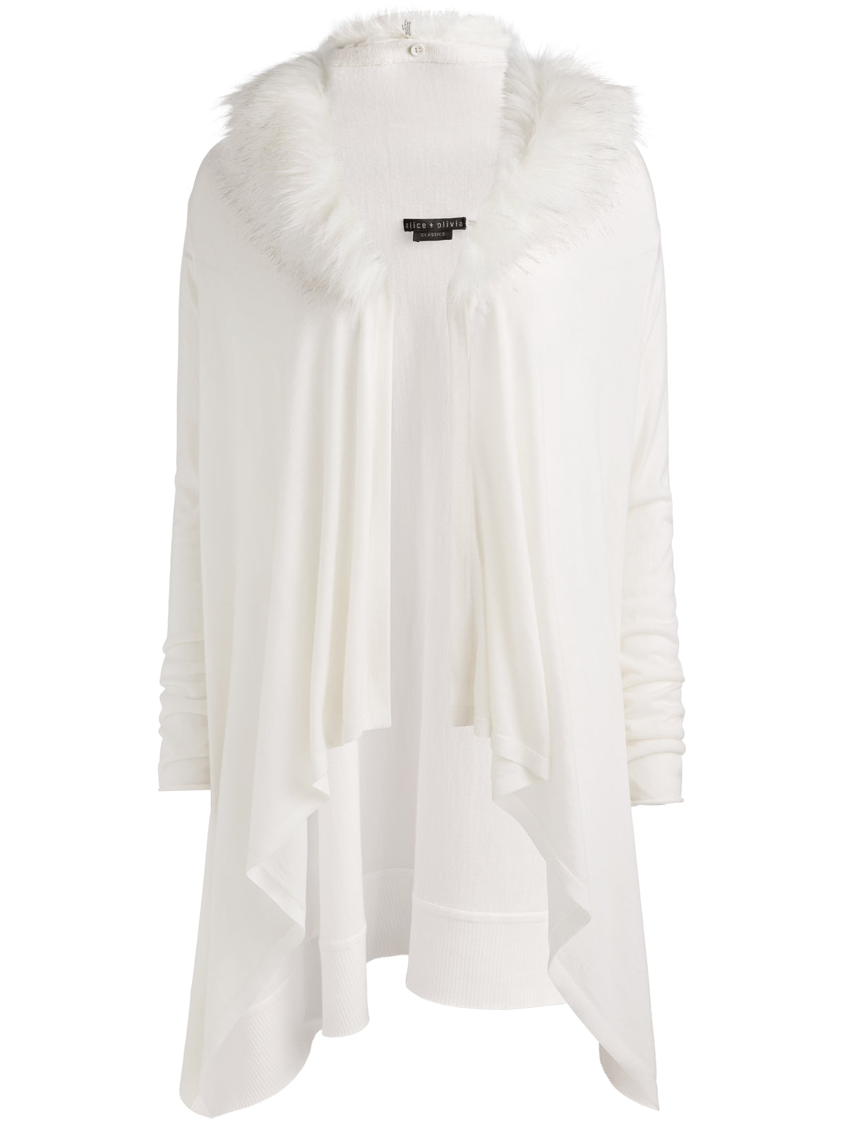 IZZY W FAUX FUR COLLAR-SOFT WHITE-ALICE + OLIVIA