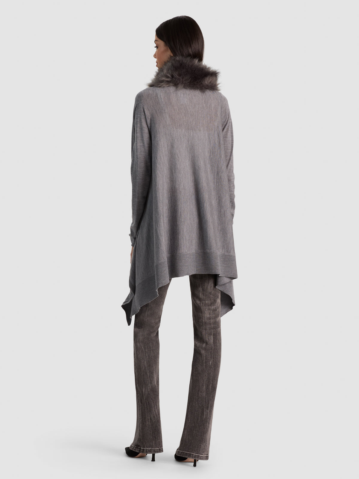 IZZY W FAUX FUR COLLAR-MEDIUM HEATHER GREY-ALICE + OLIVIA