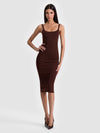 SHANA RIBBED TANK DRESS-DARK CHOCOLATE-ALICE + OLIVIA
