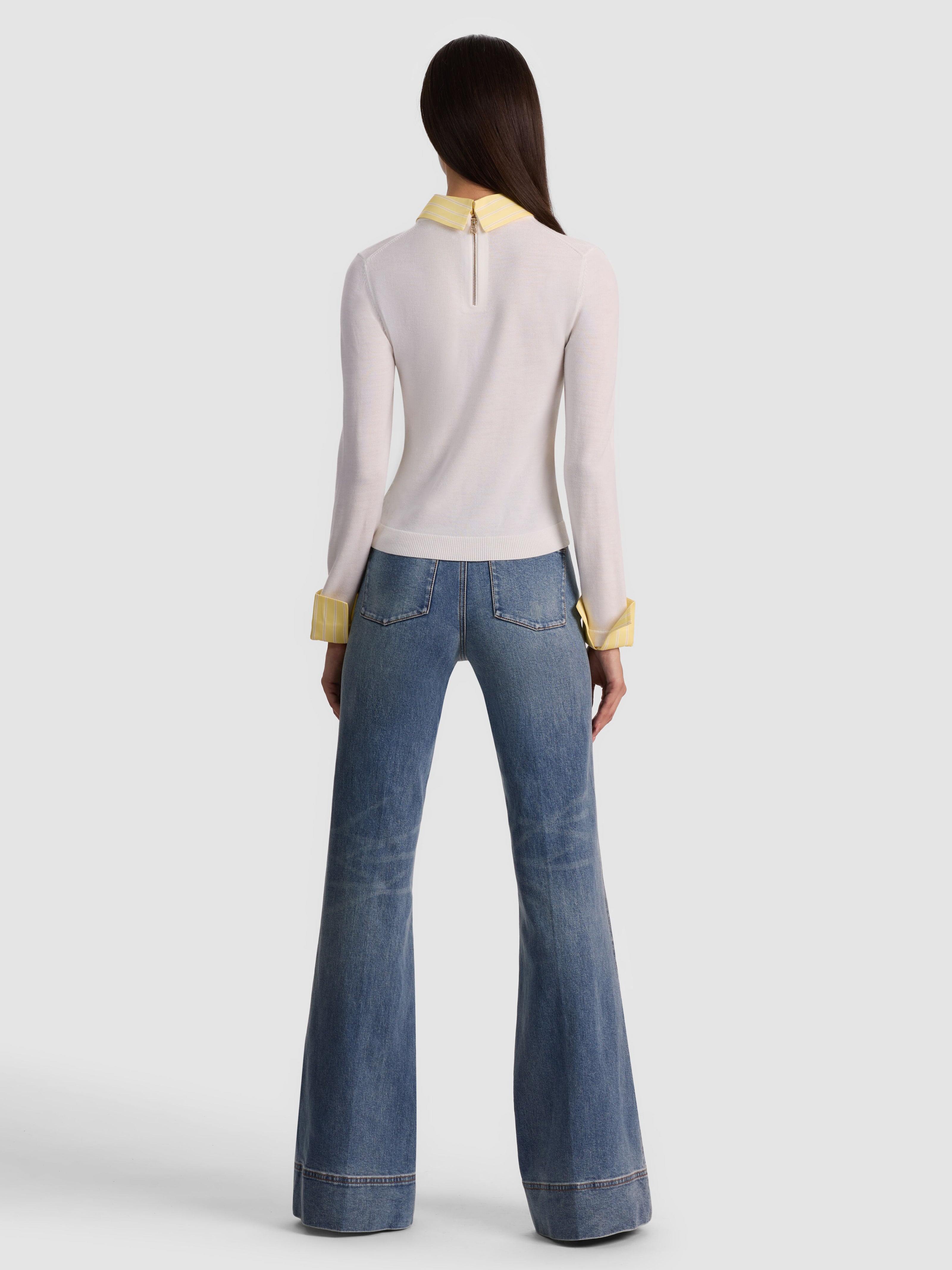 PORLA COLLARED SWEATER-SOFT WHITE/BUTTER-ALICE + OLIVIA