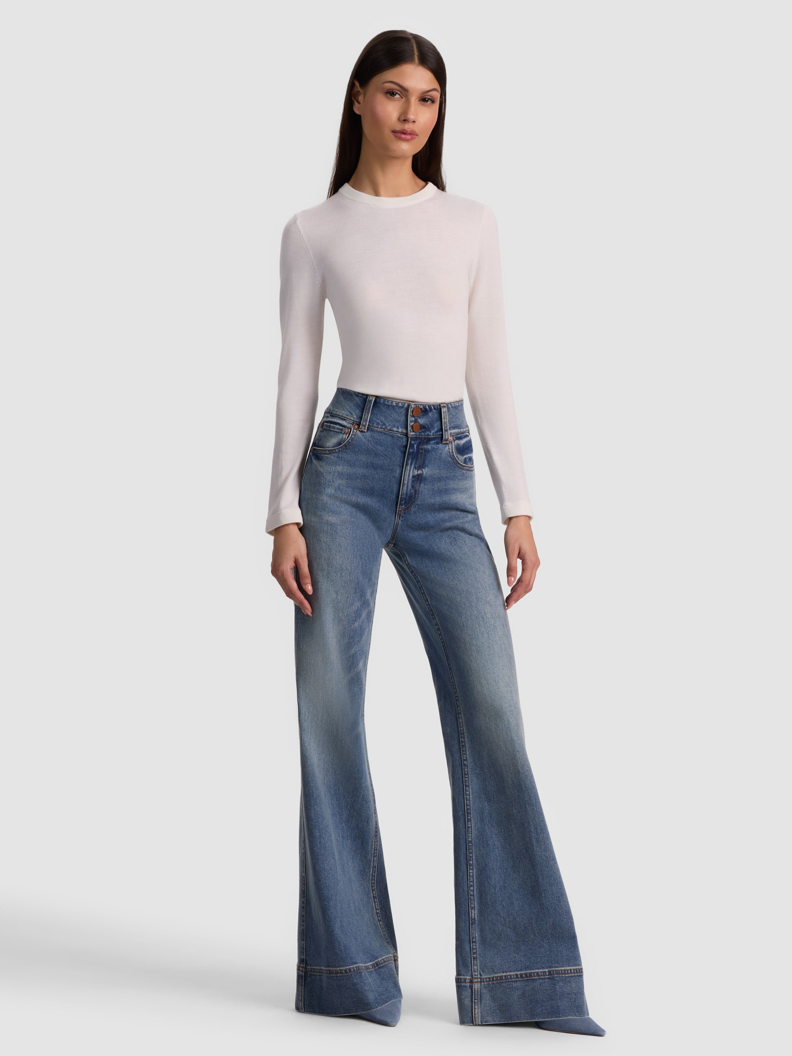 PORLA COLLARED SWEATER-SOFT WHITE/BUTTER-ALICE + OLIVIA