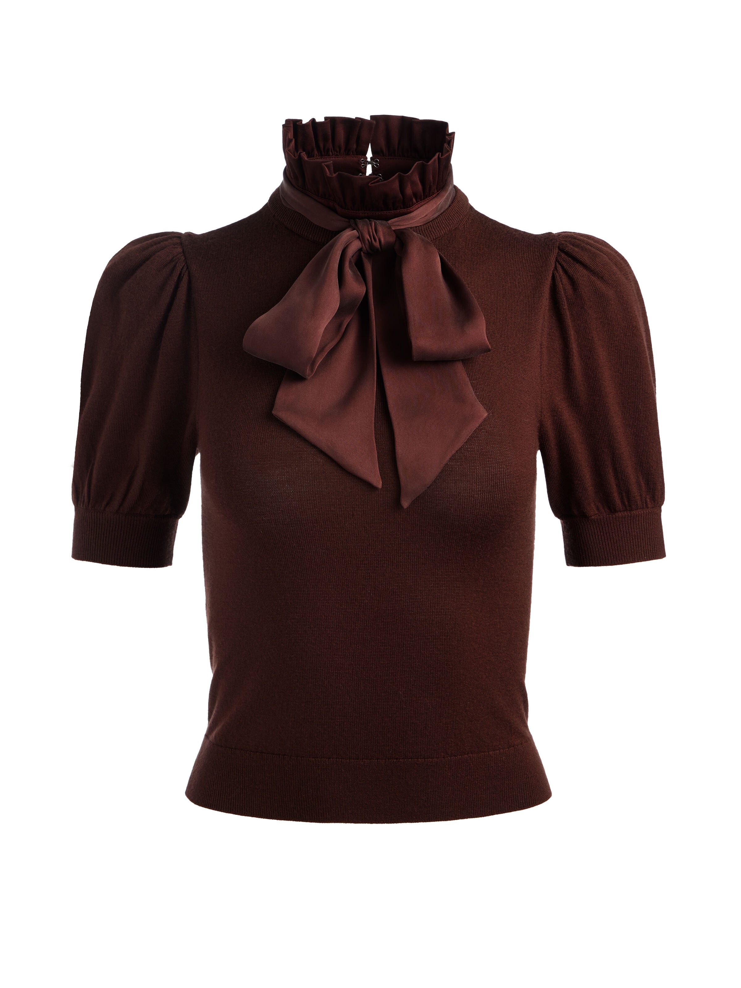 CHASE PUFF SLEEVE SWEATER-DARK CHOCOLATE-ALICE + OLIVIA