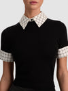 ASTER COLLARED PULLOVER-BLACK/SOFT WHITE-ALICE + OLIVIA