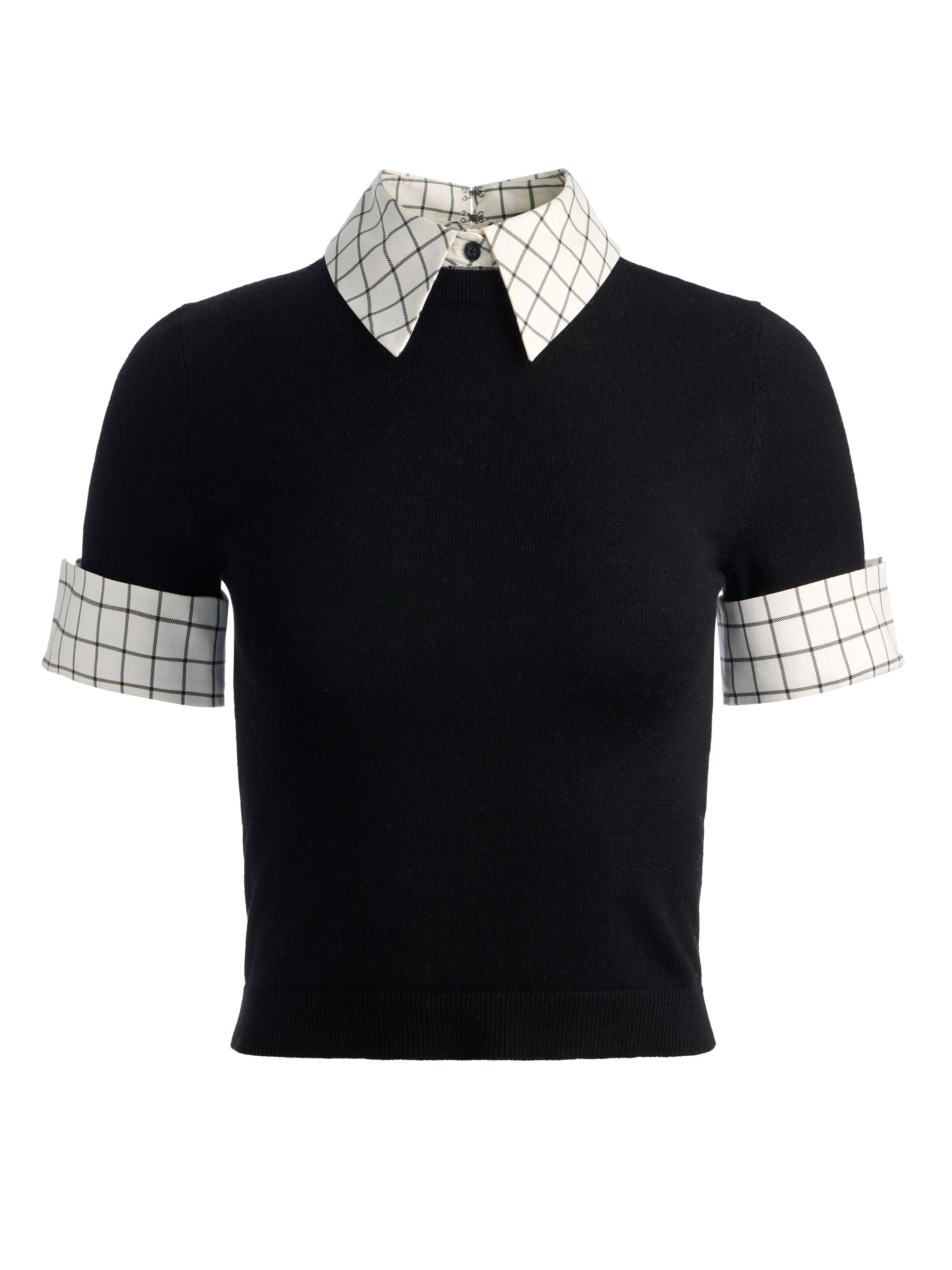 ASTER COLLARED PULLOVER-BLACK/SOFT WHITE-ALICE + OLIVIA