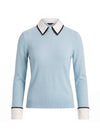 PORLA WOOL DOUBLE COLLAR PULLOVER-MINERAL BLUE-ALICE + OLIVIA