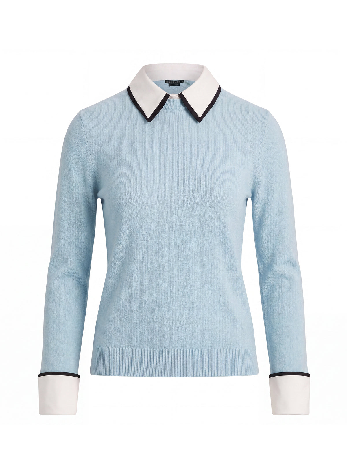 PORLA WOOL DOUBLE COLLAR PULLOVER - MINERAL BLUE