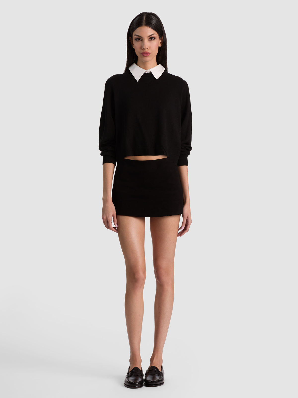 RHETT WOOL PULLOVER WITH DETACHABLE COLLAR - BLACK