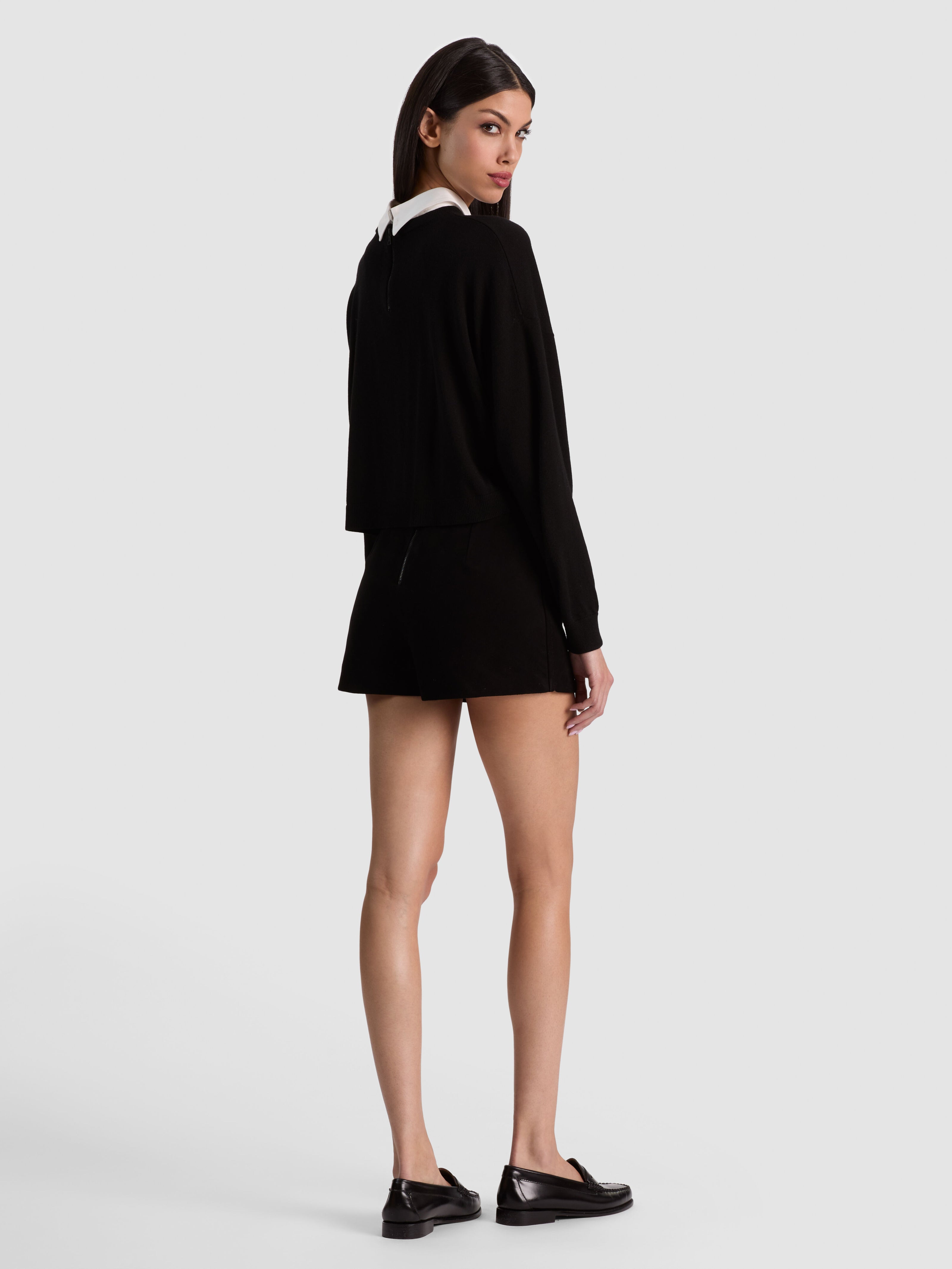 RHETT WOOL PULLOVER WITH DETACHABLE COLLAR-Black-ALICE + OLIVIA