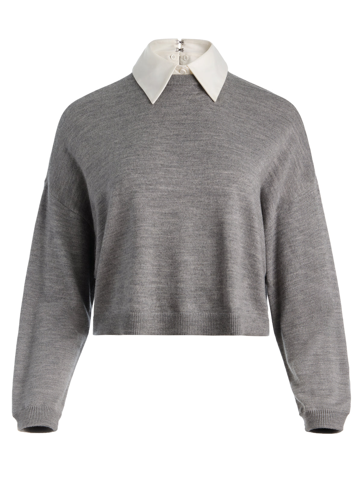 RHETT WOOL PULLOVER WITH DETACHABLE COLLAR - MEDIUM HEATHER GREY