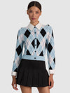 GILET CARDIGAN DOLLIE ARGYLE AVEC COL ET POIGNETS EN TISSU-ALICE + OLIVIA