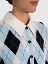 DOLLIE WOOL COLLARED CARDIGAN-MINERAL BLUE MULTI-ALICE + OLIVIA