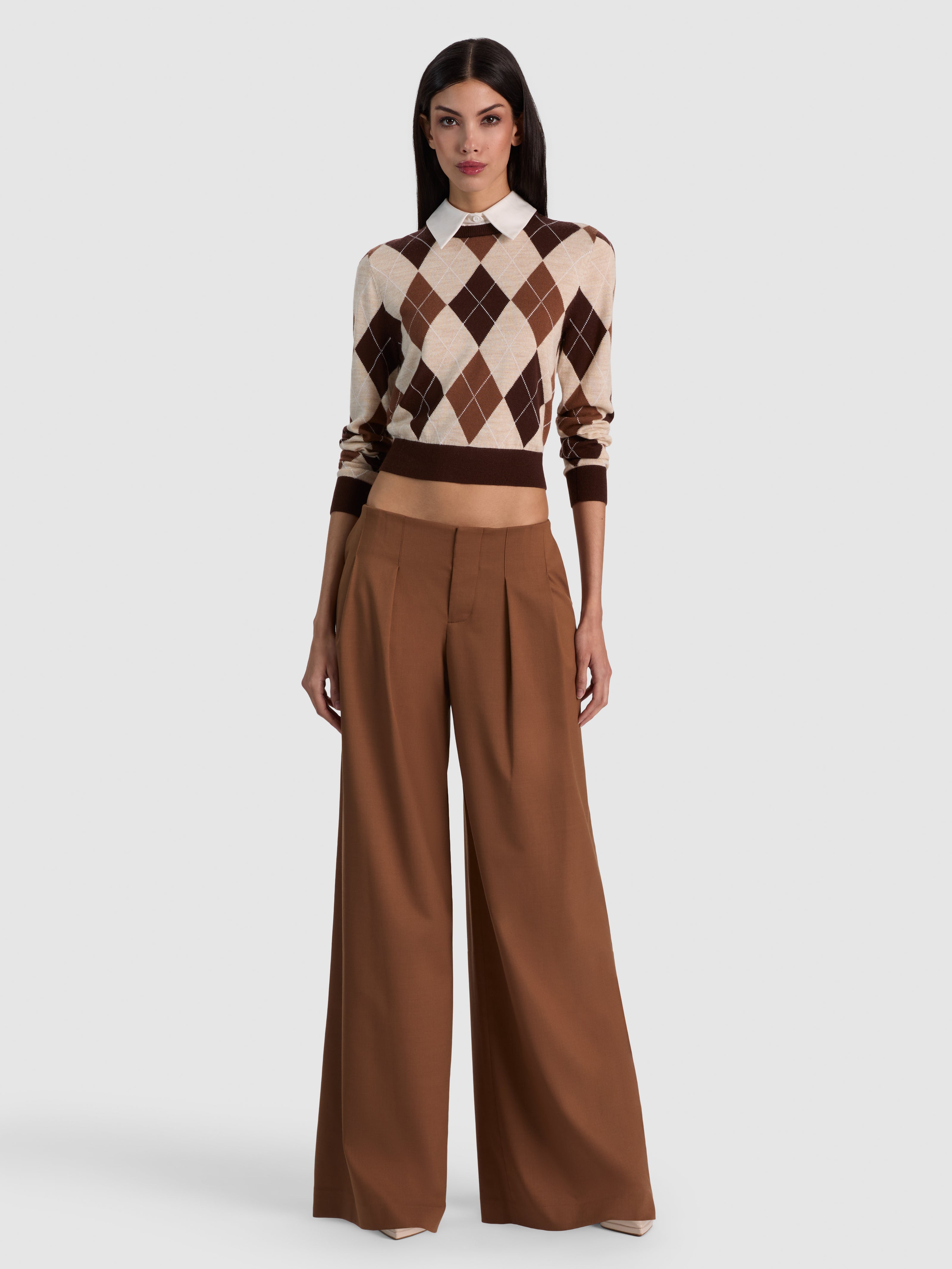CAROLANN WOOL COLLARED CARDIGAN-CAMEL/MULTI-ALICE + OLIVIA