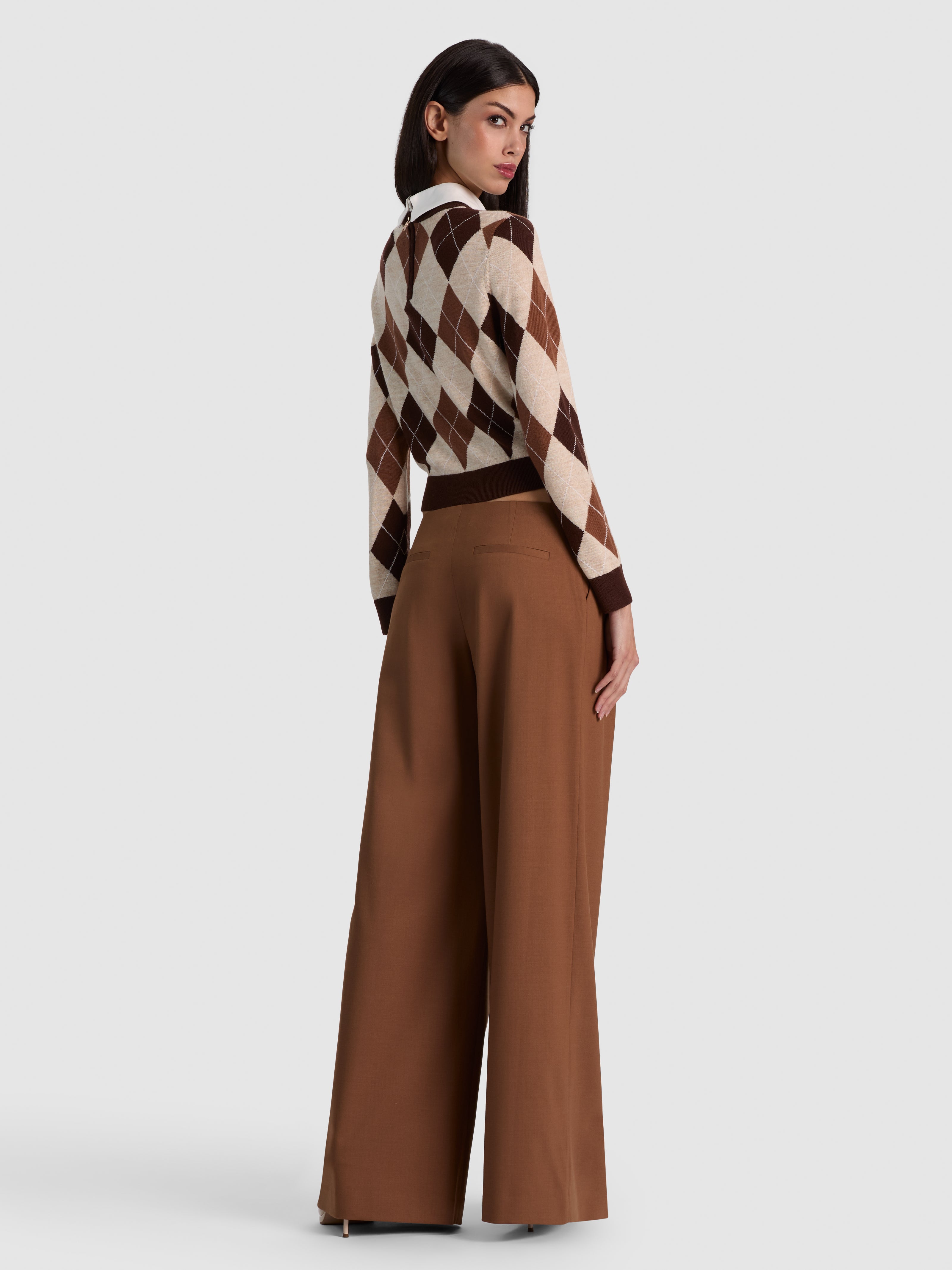 CAROLANN WOOL COLLARED CARDIGAN-CAMEL/MULTI-ALICE + OLIVIA